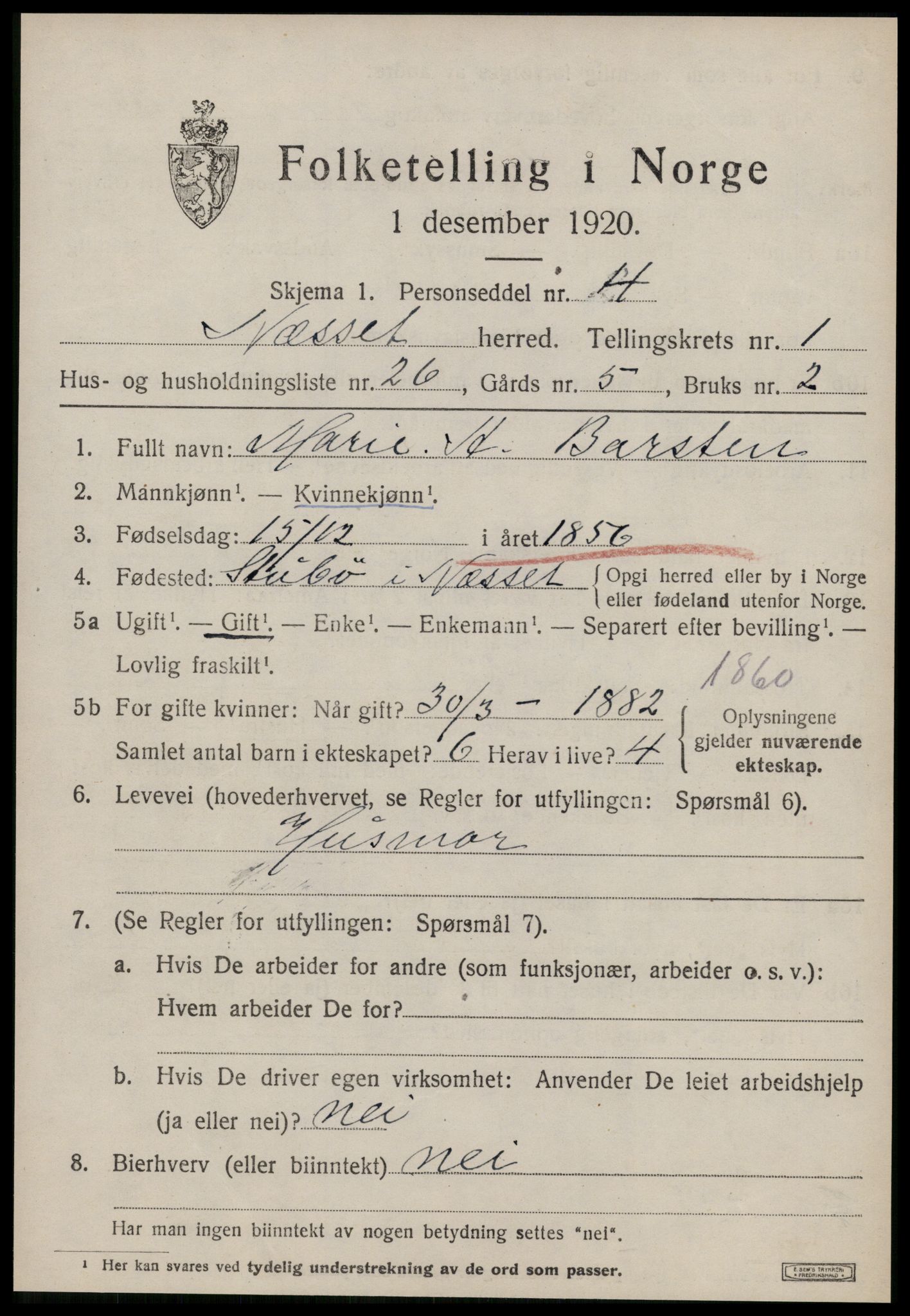 SAT, 1920 census for Nesset, 1920, p. 934