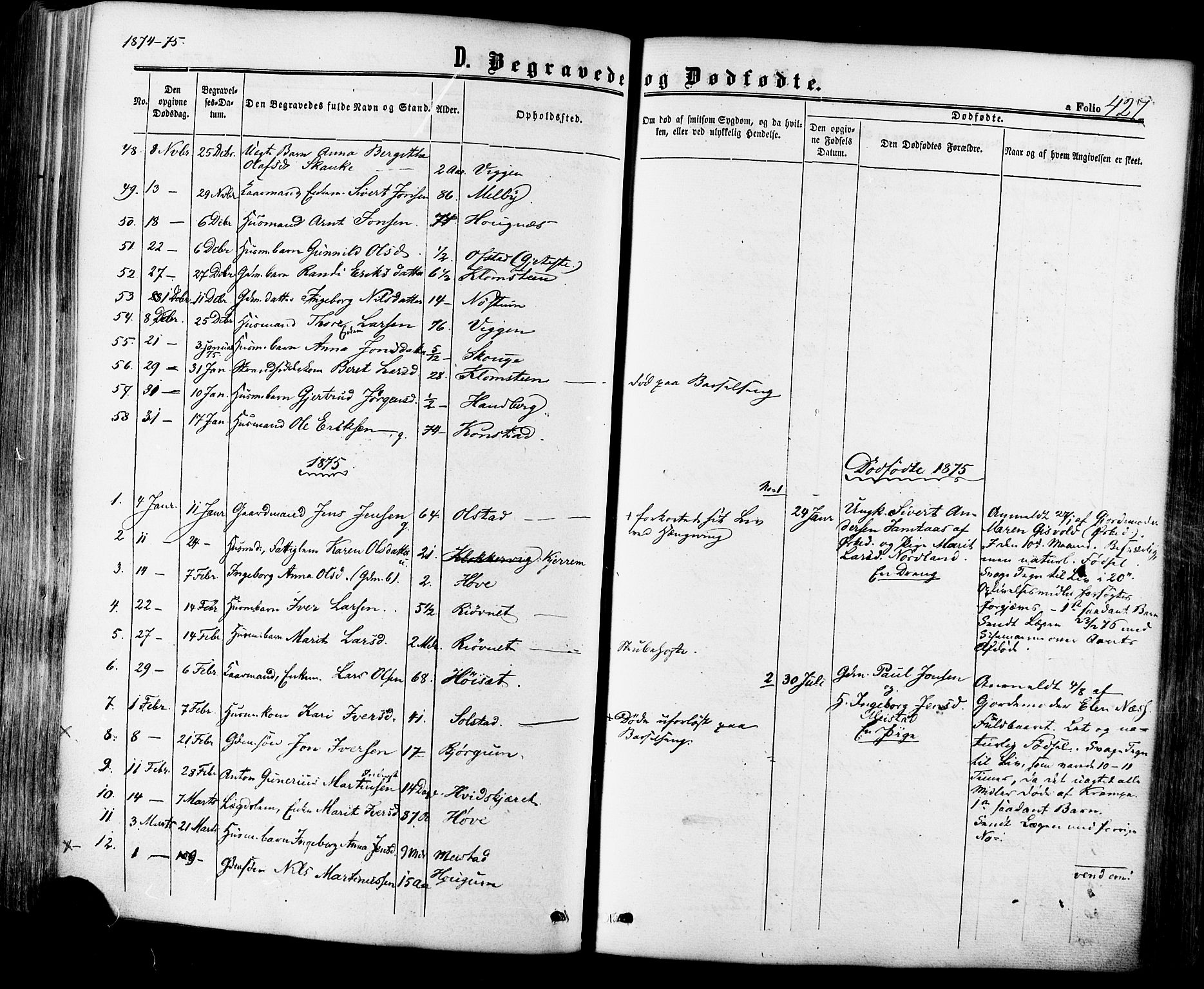 Ministerialprotokoller, klokkerbøker og fødselsregistre - Sør-Trøndelag, SAT/A-1456/665/L0772: Parish register (official) no. 665A07, 1856-1878, p. 427