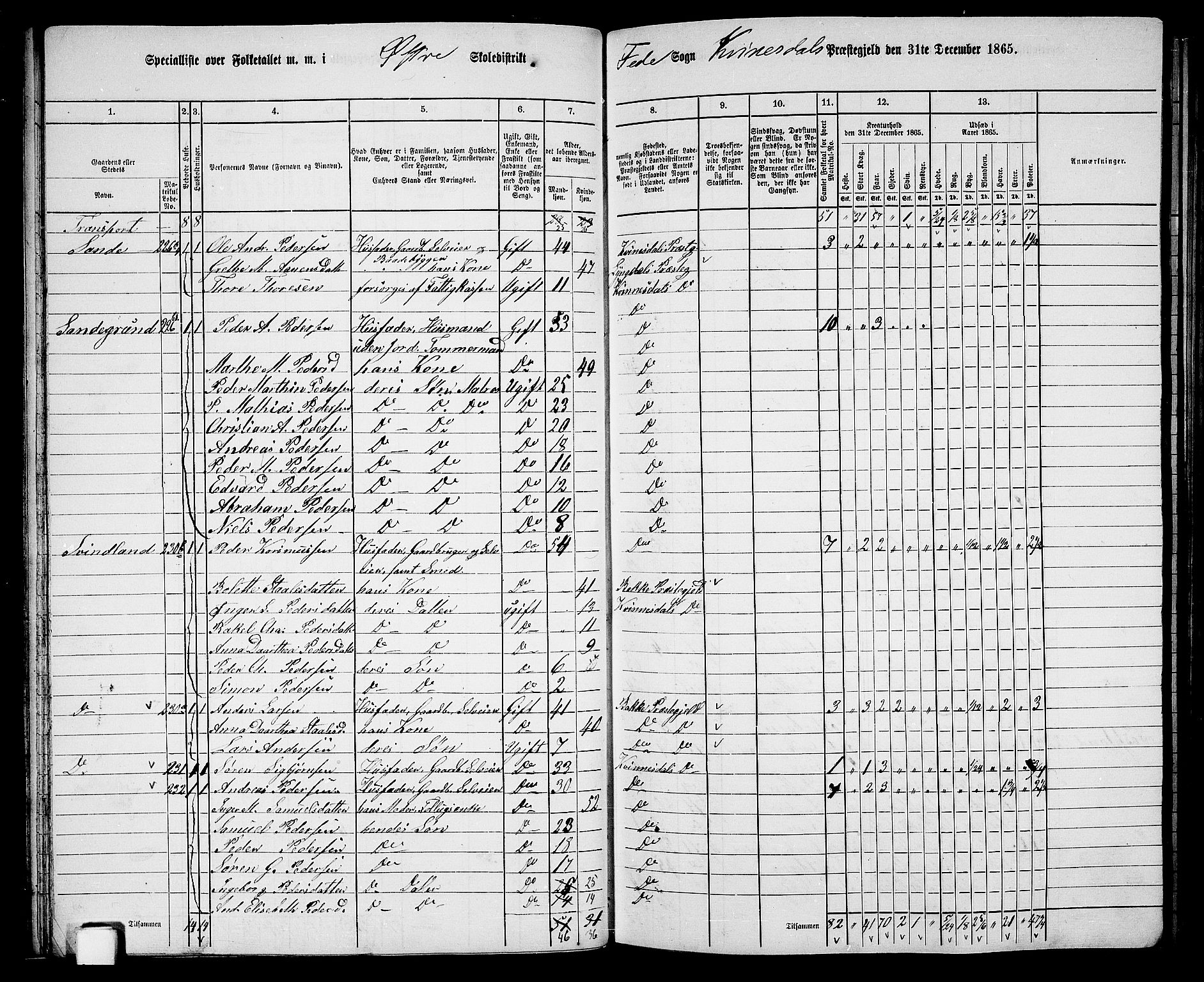 RA, 1865 census for Kvinesdal, 1865, p. 59