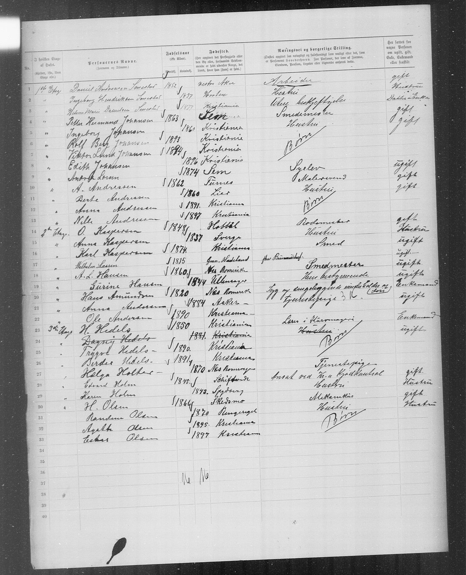 OBA, Municipal Census 1899 for Kristiania, 1899, p. 5728