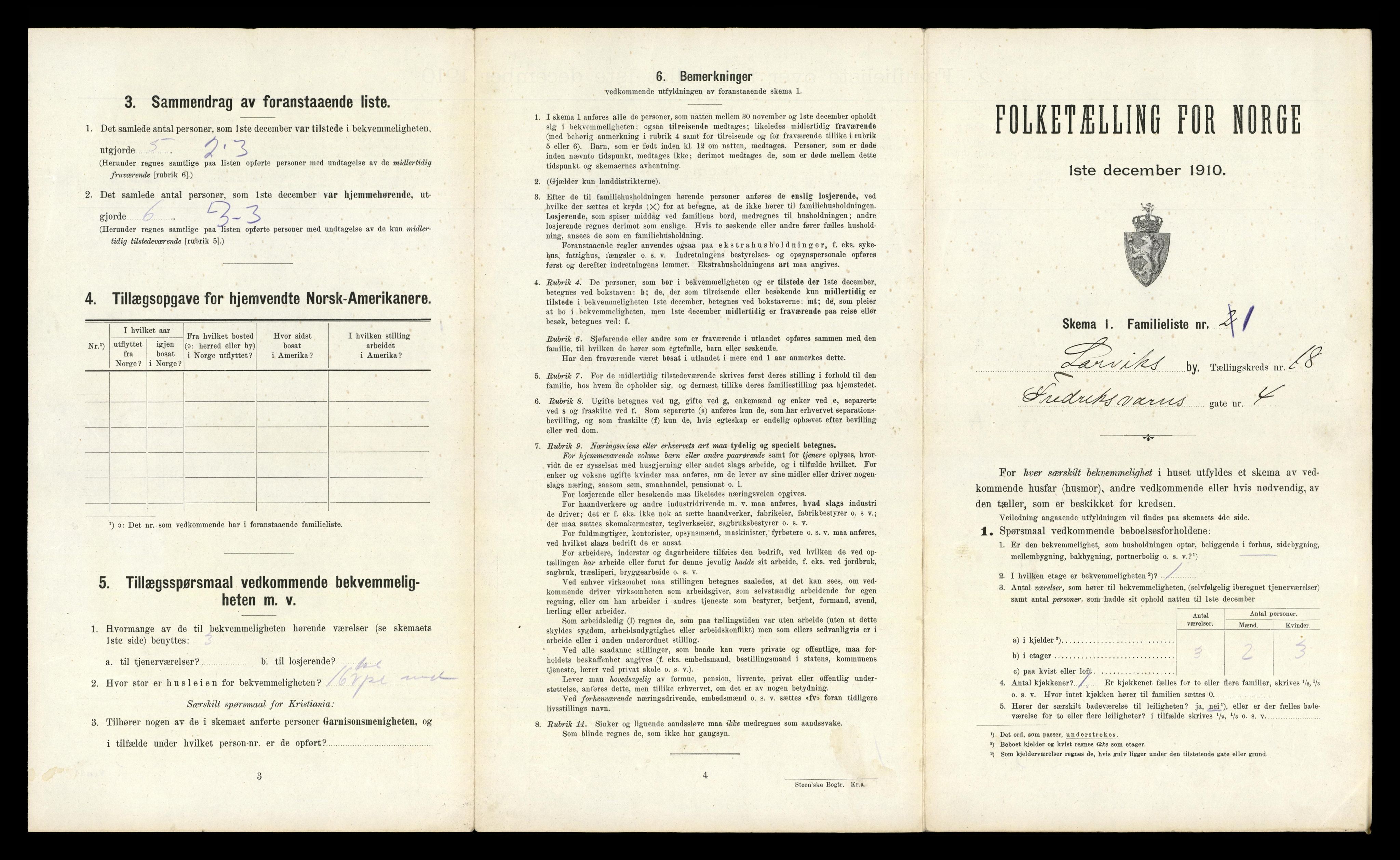 RA, 1910 census for Larvik, 1910, p. 5651