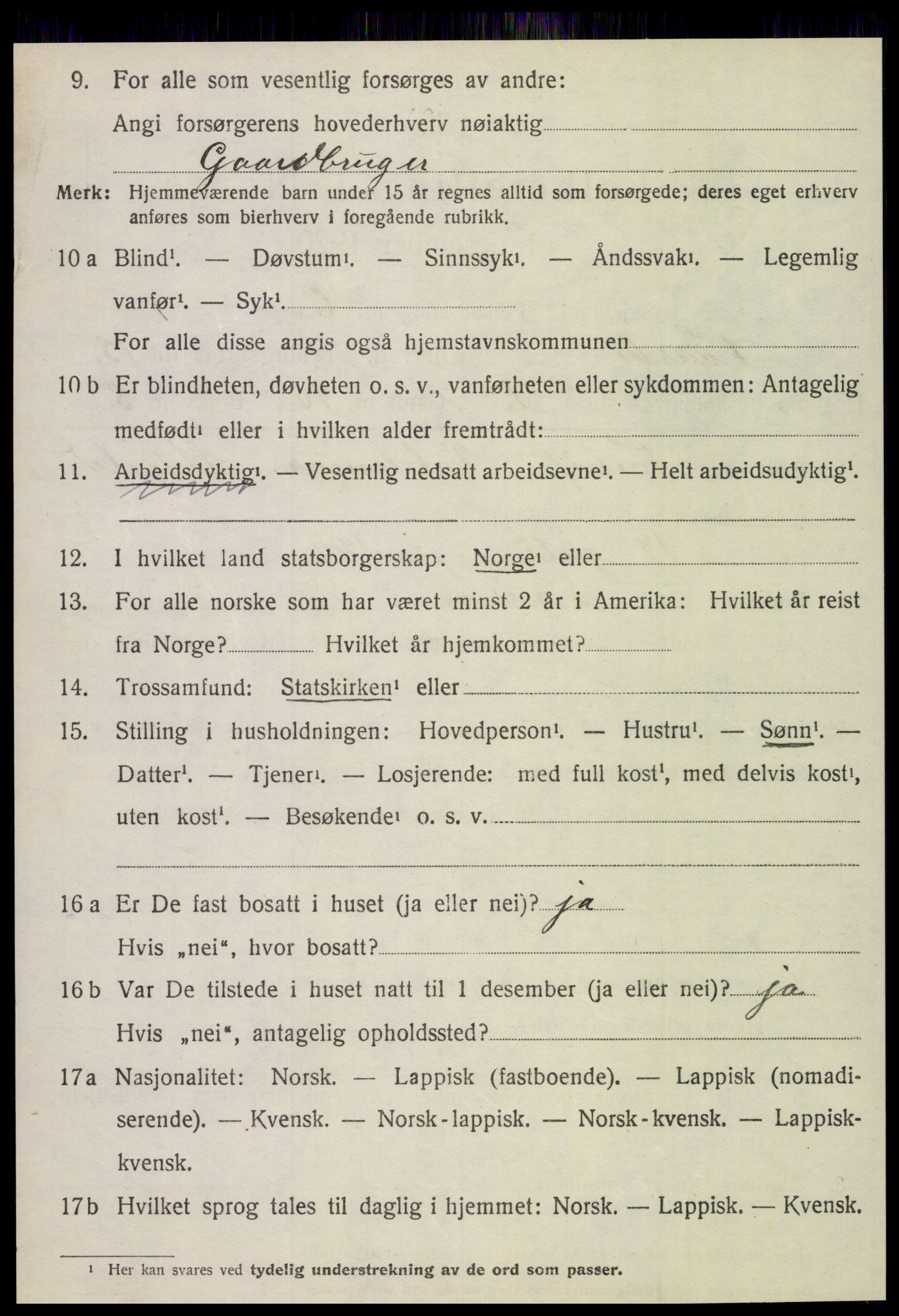 SAT, 1920 census for Fauske, 1920, p. 8371