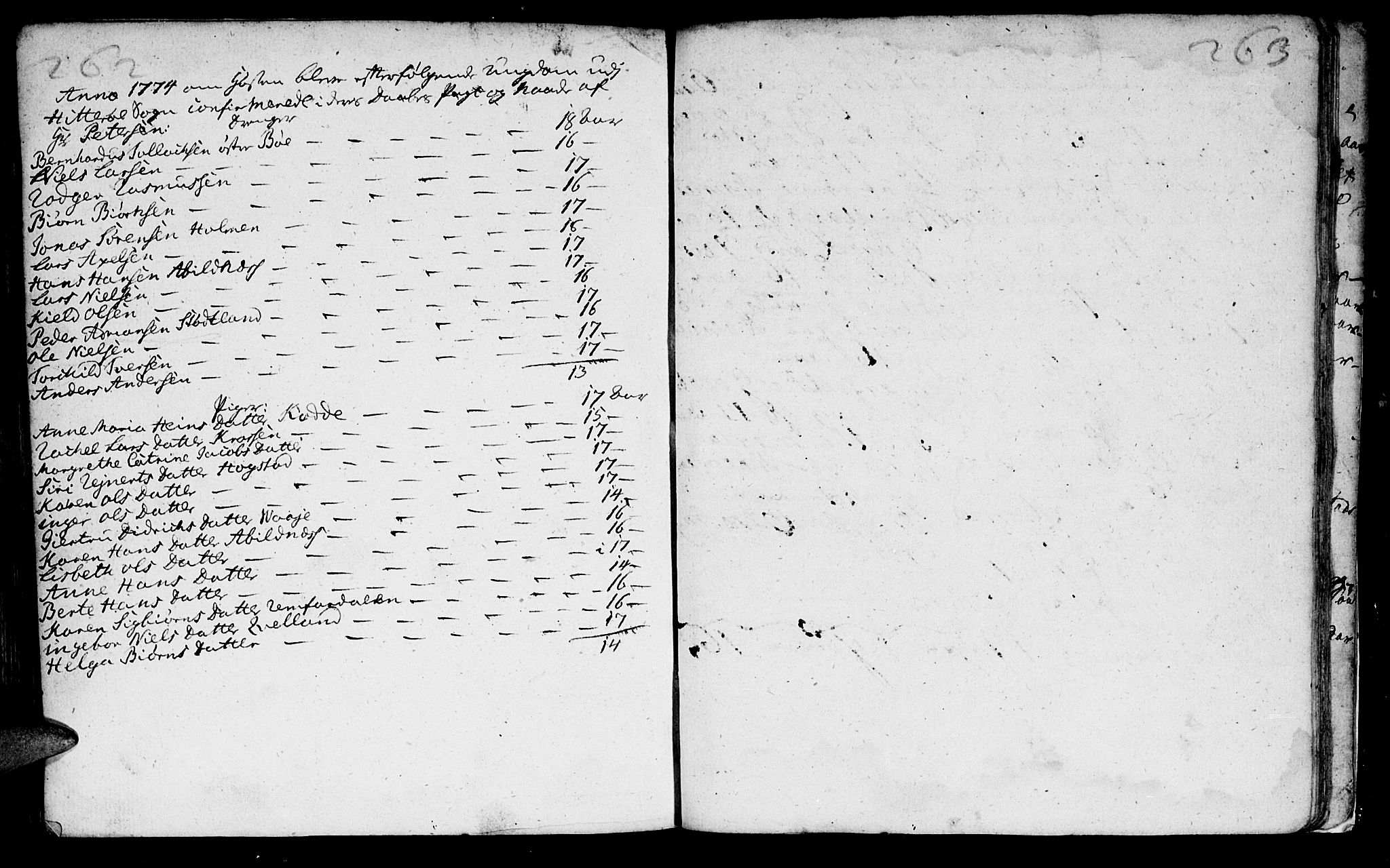 Flekkefjord sokneprestkontor, SAK/1111-0012/F/Fa/Fab/L0001: Parish register (official) no. A 1, 1750-1780, p. 262-263