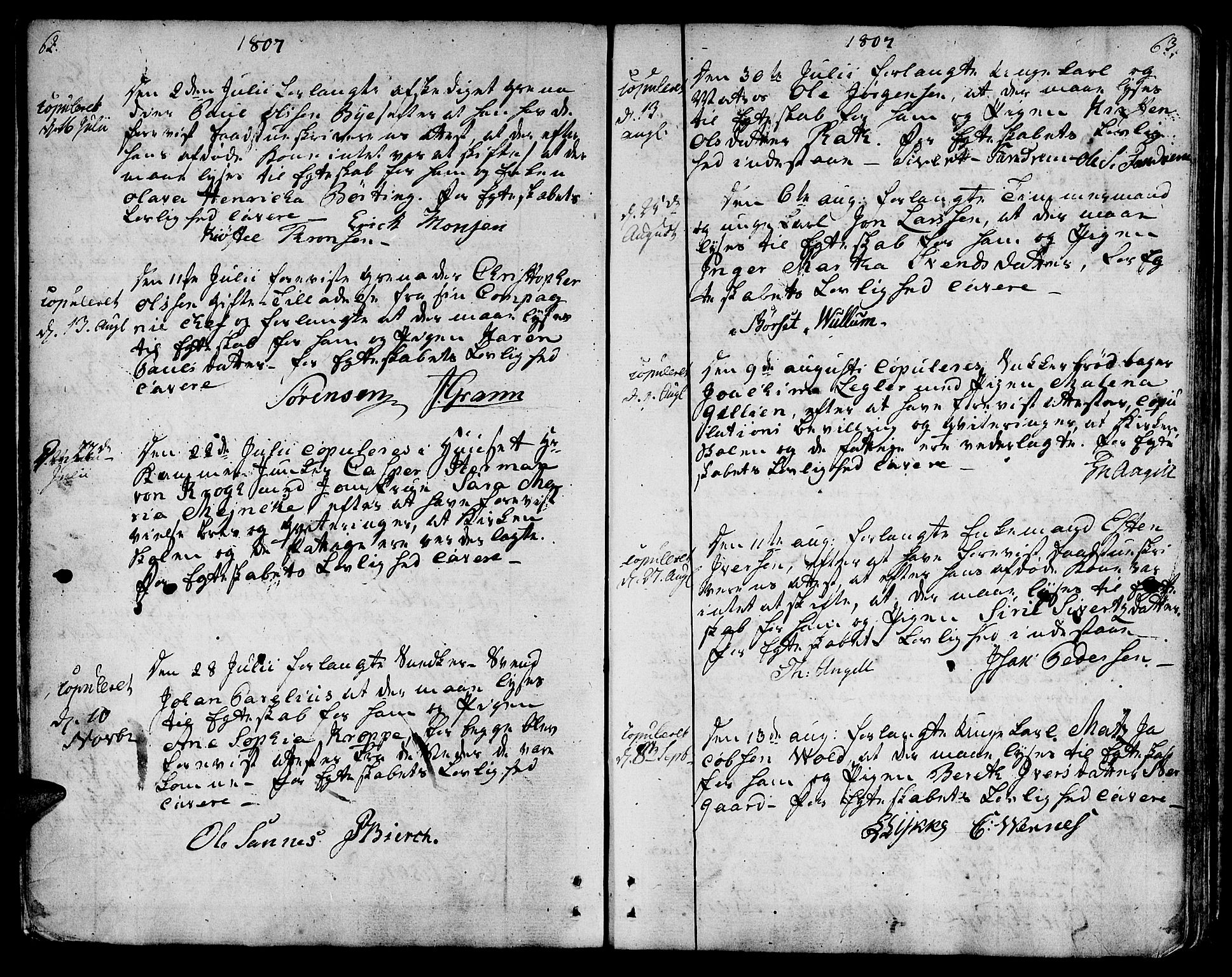 Ministerialprotokoller, klokkerbøker og fødselsregistre - Sør-Trøndelag, AV/SAT-A-1456/601/L0042: Parish register (official) no. 601A10, 1802-1830, p. 62-63
