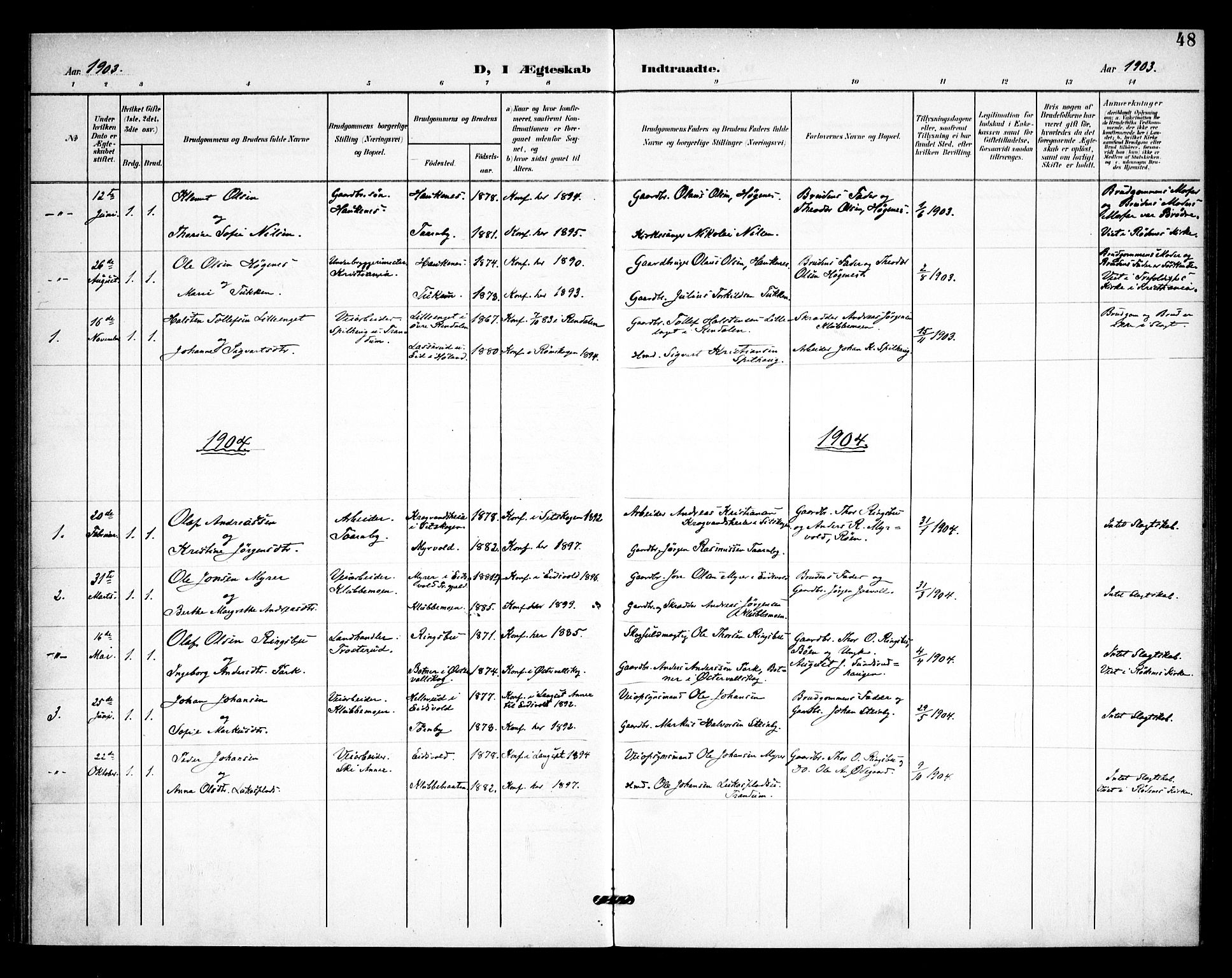 Rødenes prestekontor Kirkebøker, AV/SAO-A-2005/F/Fb/L0003: Parish register (official) no. II 3, 1901-1910, p. 48