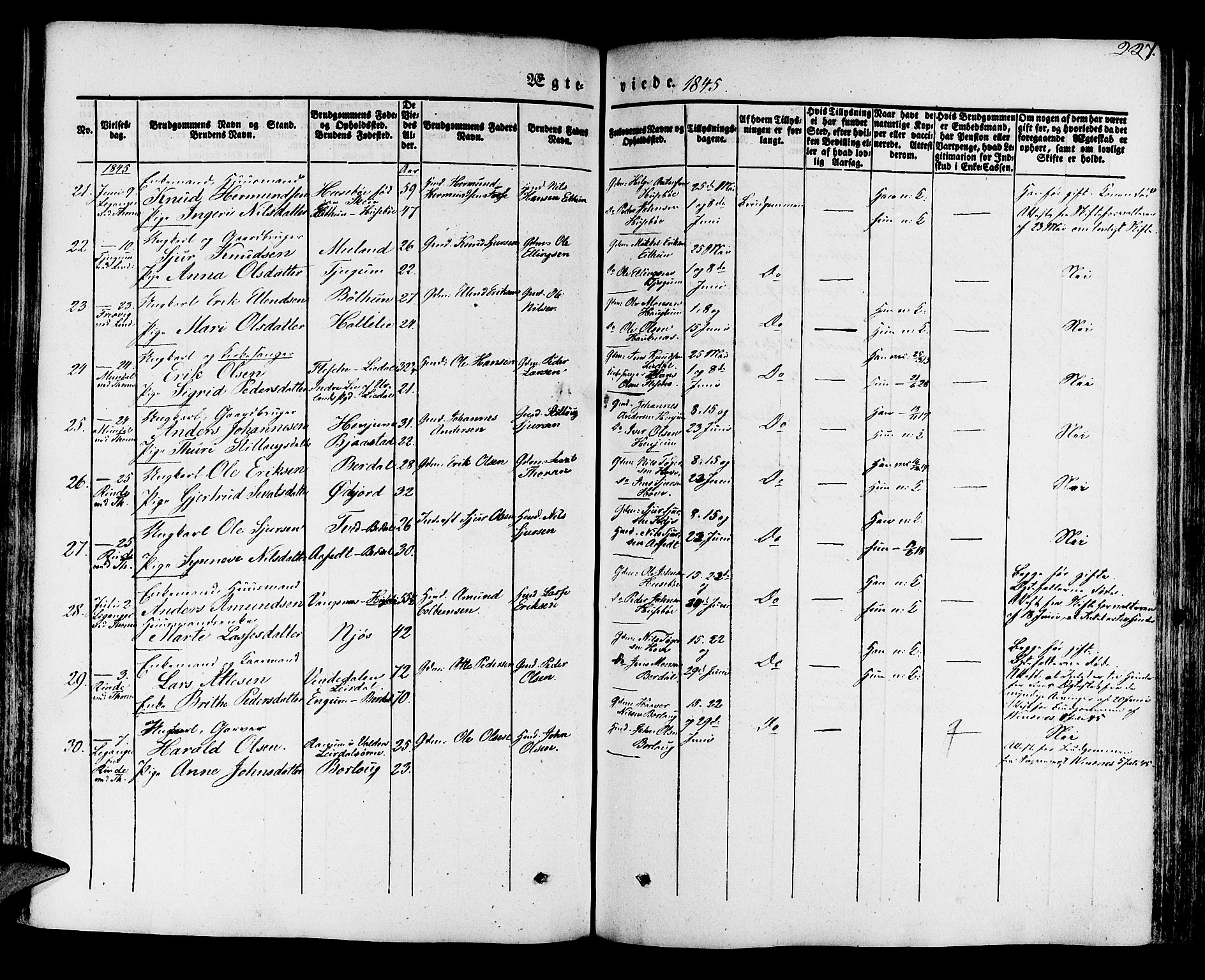 Leikanger sokneprestembete, AV/SAB-A-81001/H/Haa/Haaa/L0007: Parish register (official) no. A 7, 1838-1851, p. 227