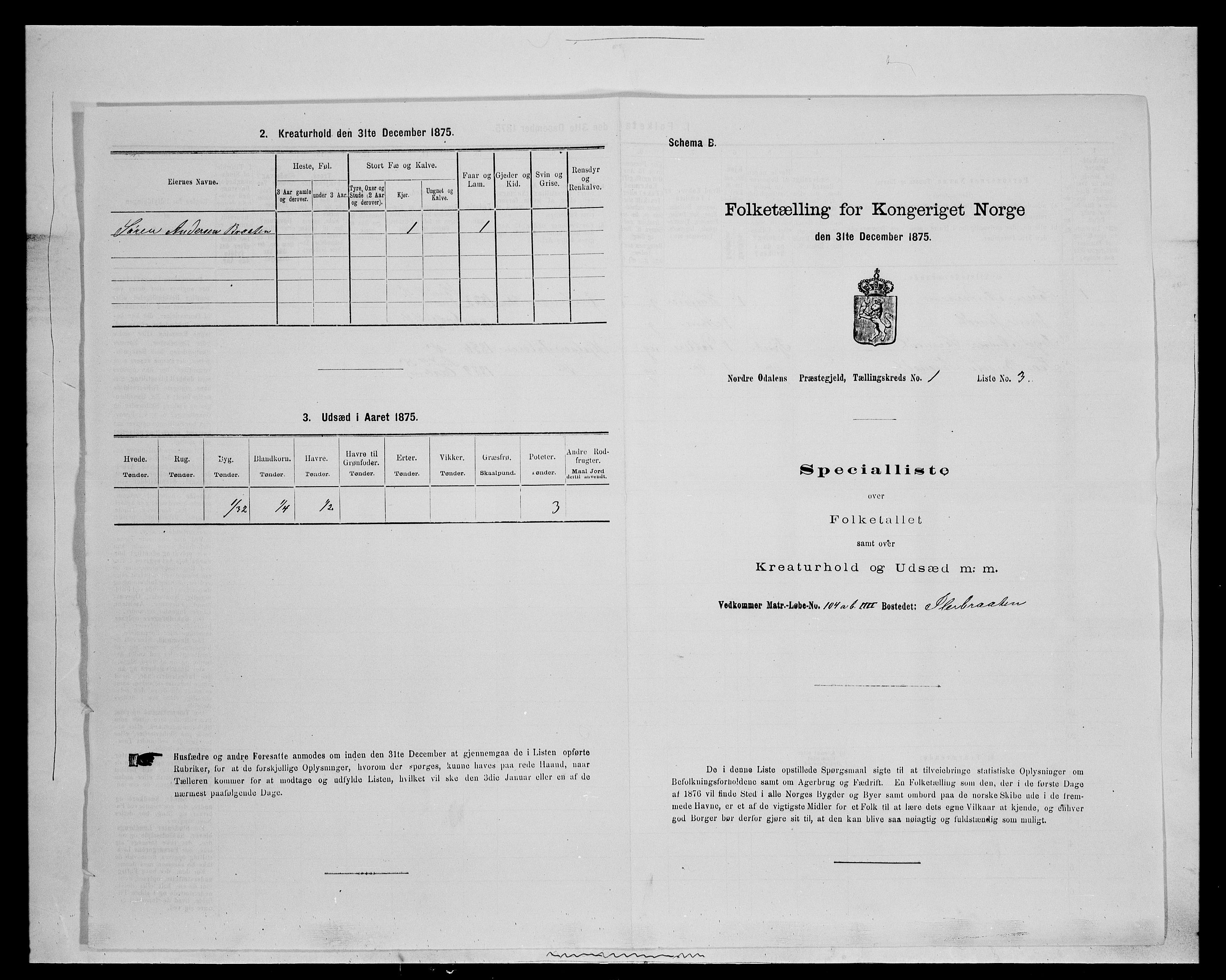 SAH, 1875 census for 0418P Nord-Odal, 1875, p. 76