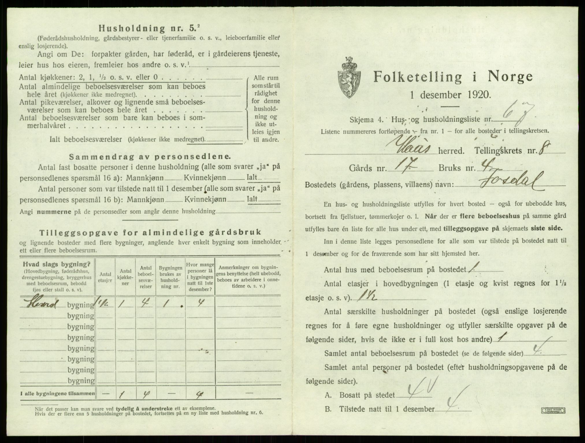 SAB, 1920 census for Haus, 1920, p. 632