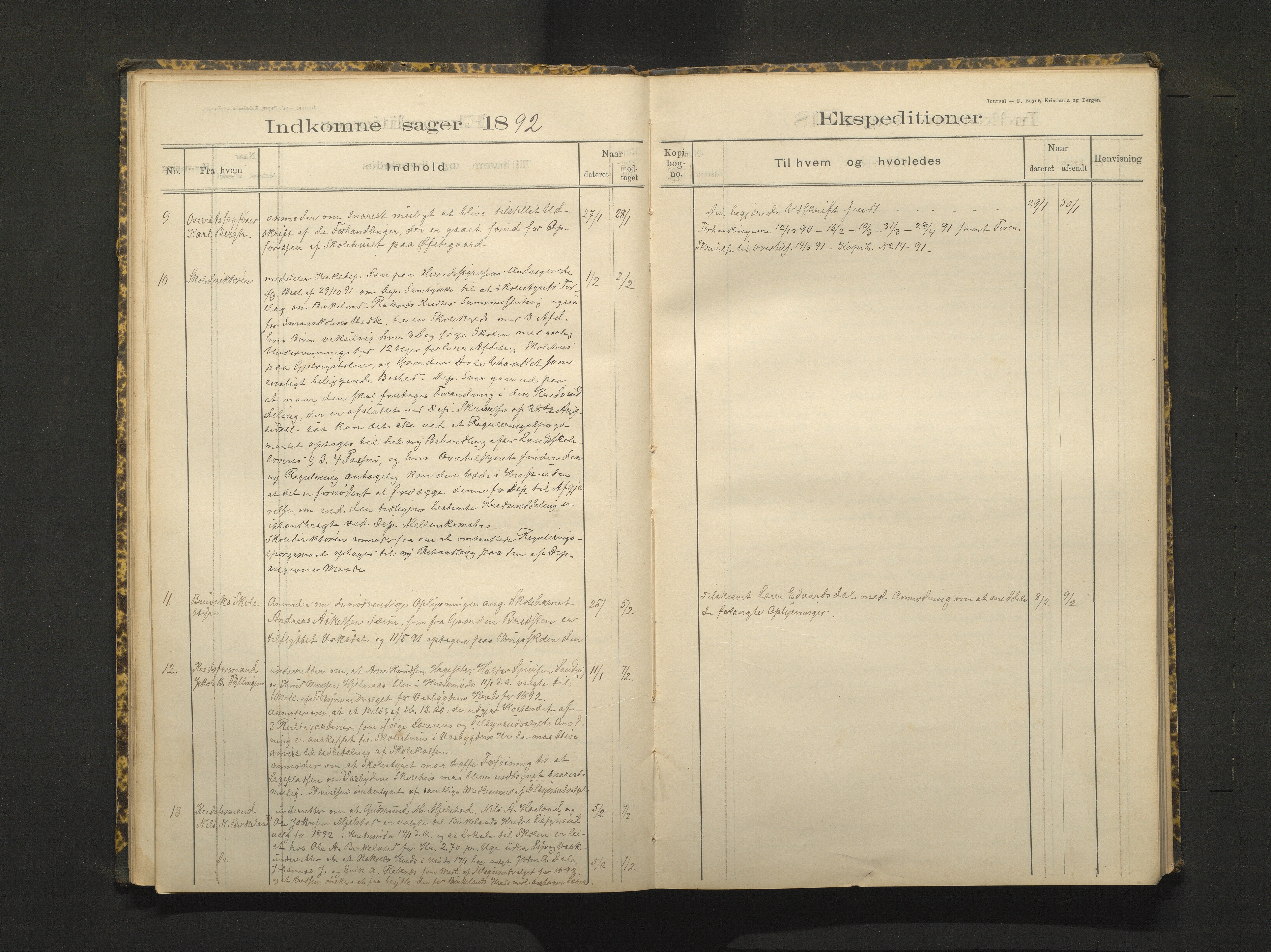 Hamre kommune. Skulestyret, IKAH/1254-211/C/Ca/L0002: Postjournal for Hamre skulestyre, 1890-1901