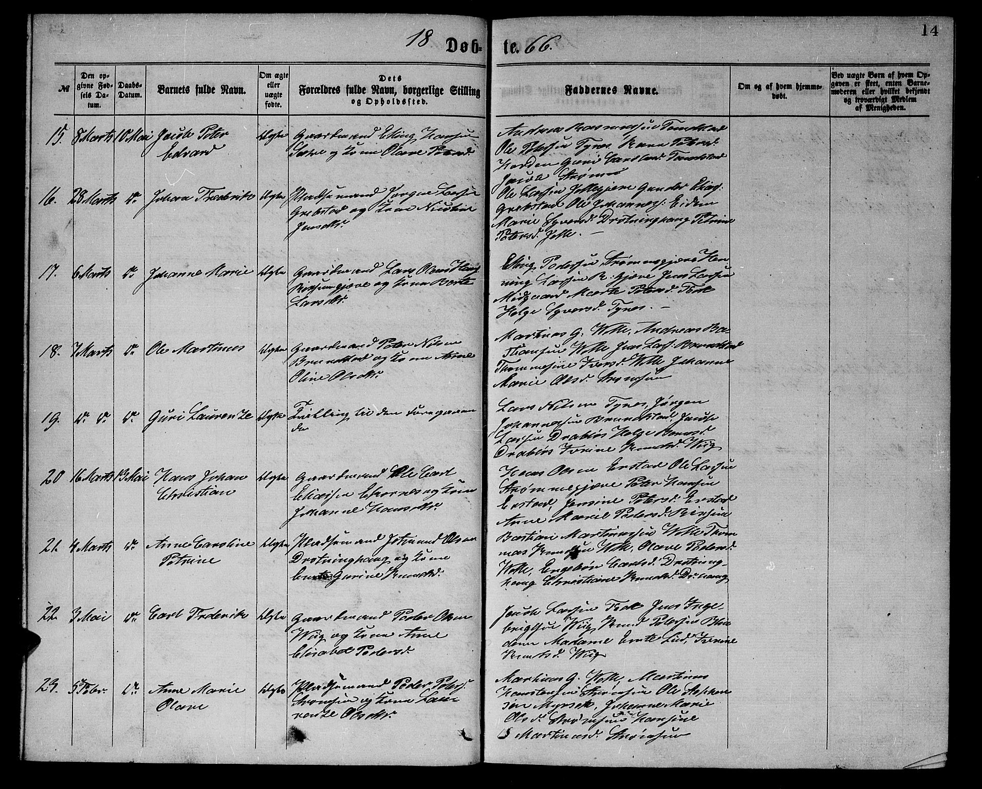 Ministerialprotokoller, klokkerbøker og fødselsregistre - Møre og Romsdal, AV/SAT-A-1454/523/L0338: Parish register (copy) no. 523C01, 1865-1877, p. 14