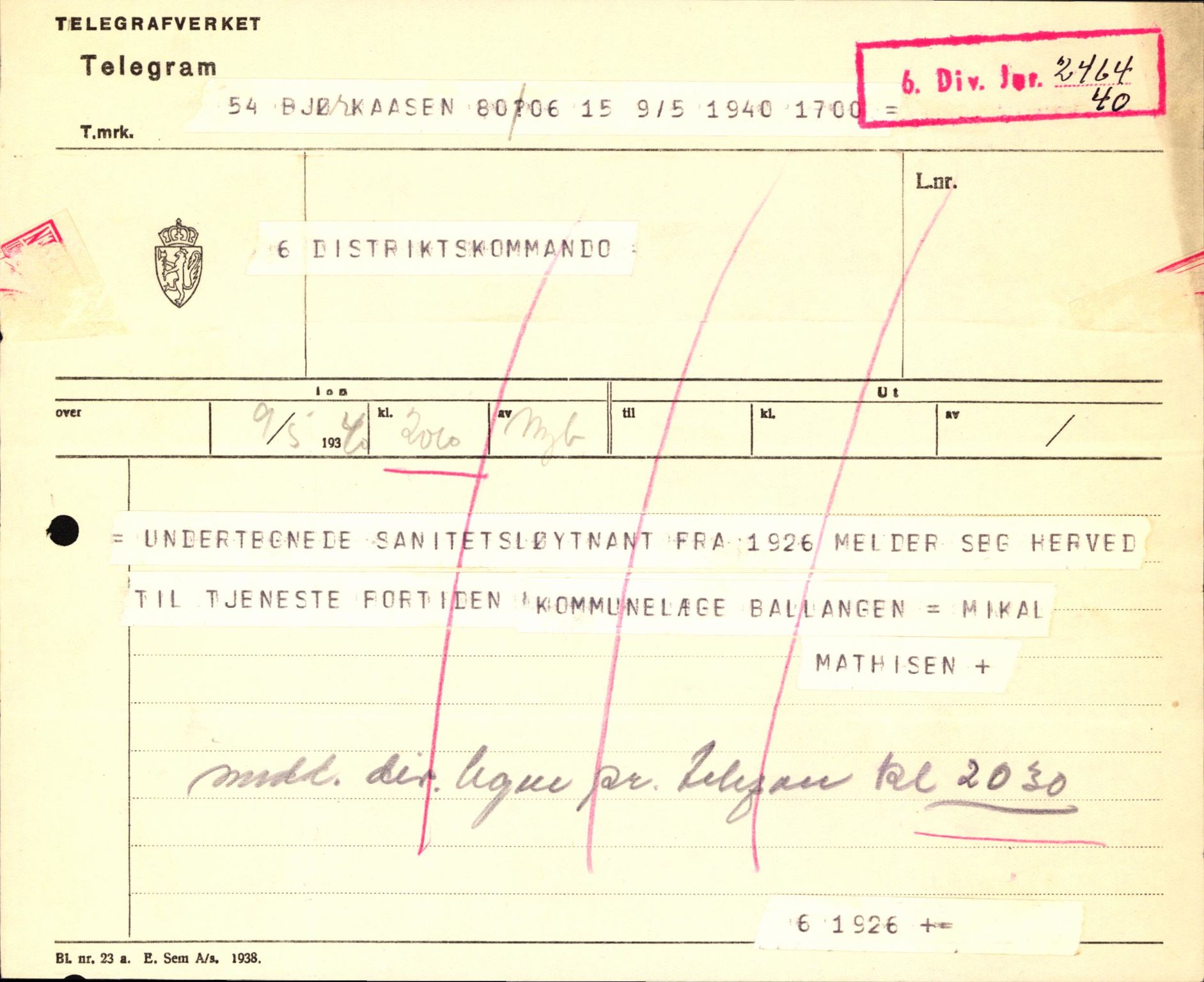 Forsvaret, Forsvarets krigshistoriske avdeling, AV/RA-RAFA-2017/Y/Yb/L0123: II-C-11-600  -  6. Divisjon med avdelinger, 1940, p. 486