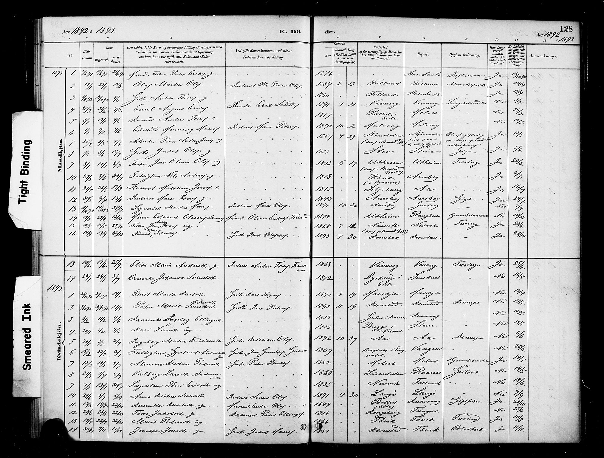 Ministerialprotokoller, klokkerbøker og fødselsregistre - Møre og Romsdal, SAT/A-1454/570/L0832: Parish register (official) no. 570A06, 1885-1900, p. 128