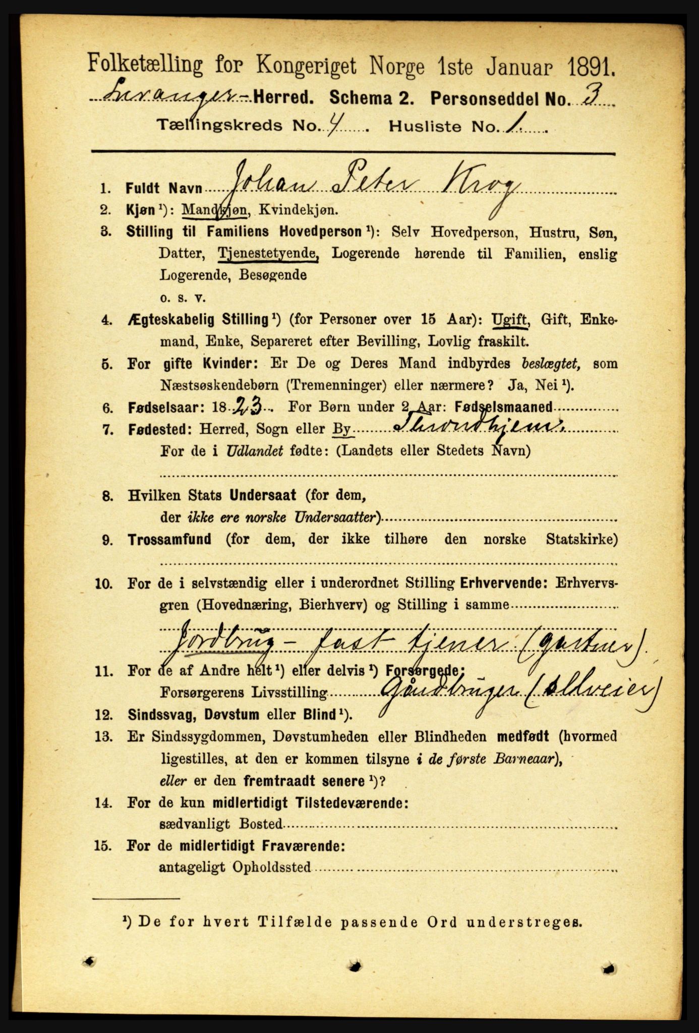 RA, 1891 census for 1720 Levanger, 1891, p. 2148