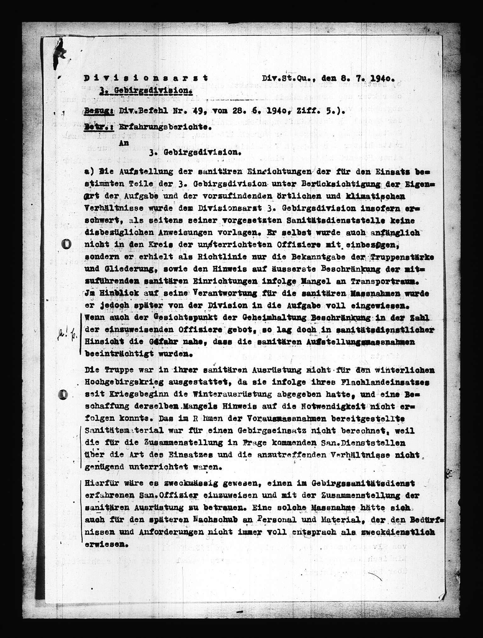 Documents Section, AV/RA-RAFA-2200/V/L0086: Amerikansk mikrofilm "Captured German Documents".
Box No. 725.  FKA jnr. 601/1954., 1940, p. 286