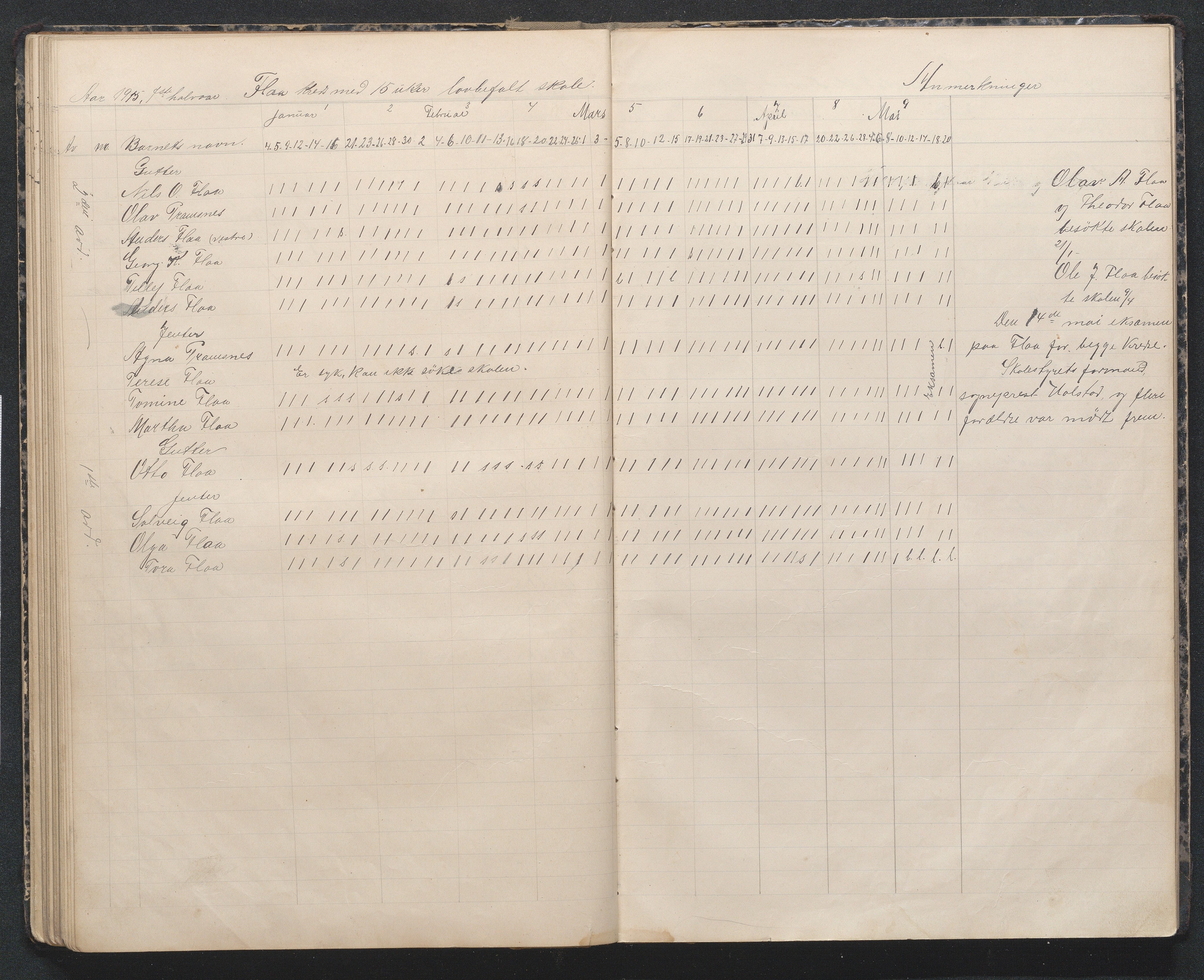 Birkenes kommune, Flå, Senumstad og Rislå skolekretser frem til 1991, AAMA/KA0928-550b_91/F02/L0002: Dagbok for Flå og Senumstad, 1903-1945