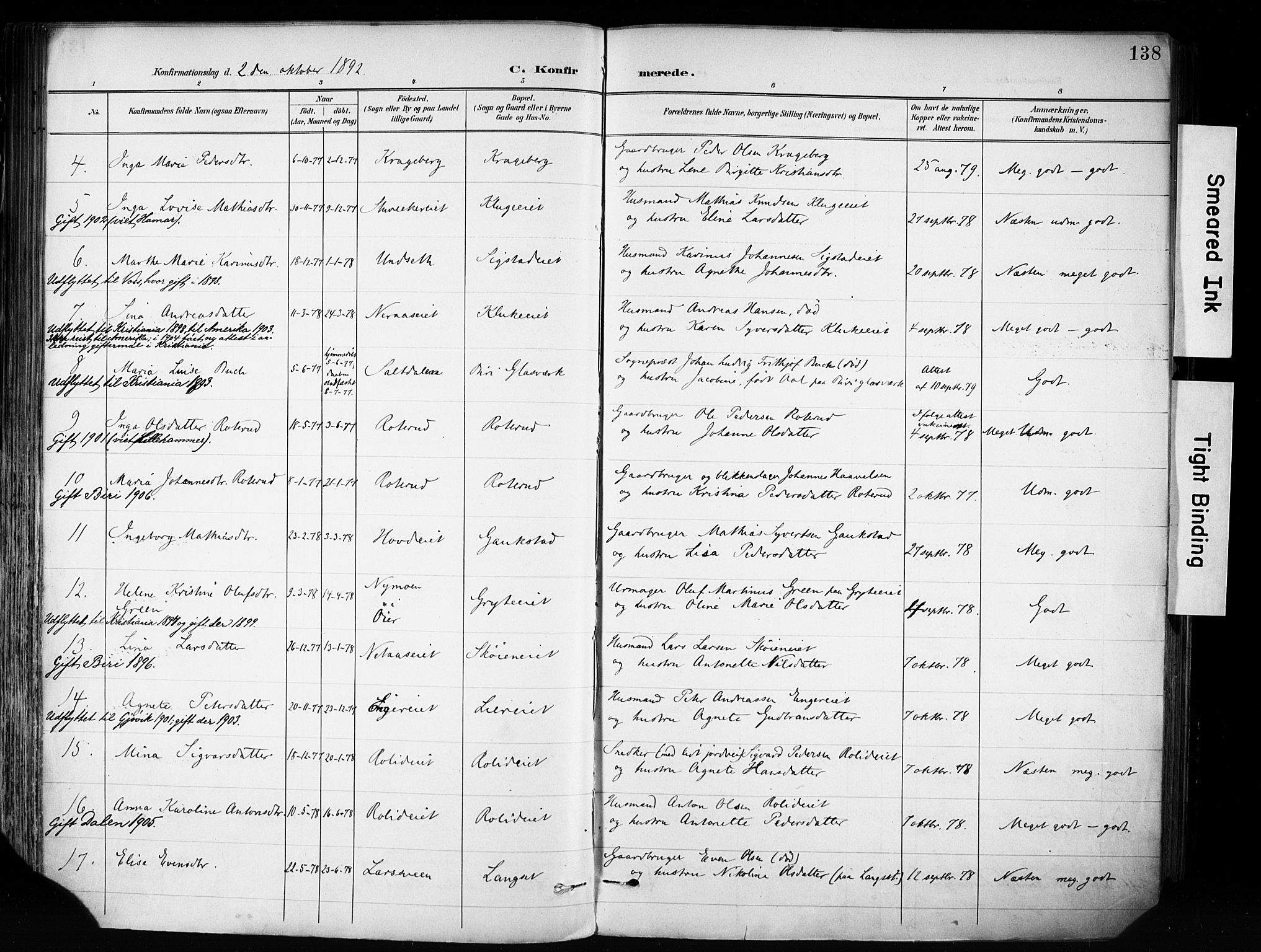 Biri prestekontor, AV/SAH-PREST-096/H/Ha/Haa/L0009: Parish register (official) no. 9, 1887-1900, p. 138