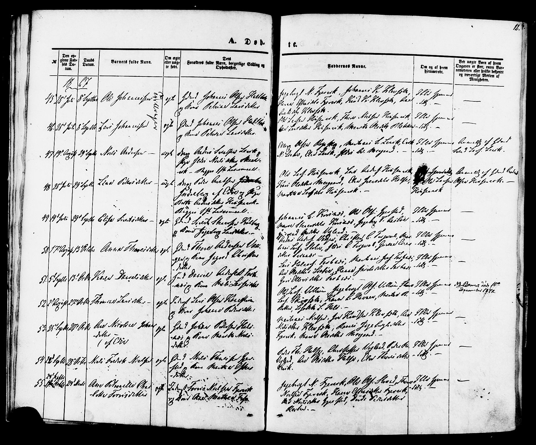 Ministerialprotokoller, klokkerbøker og fødselsregistre - Møre og Romsdal, AV/SAT-A-1454/576/L0884: Parish register (official) no. 576A02, 1865-1879, p. 12