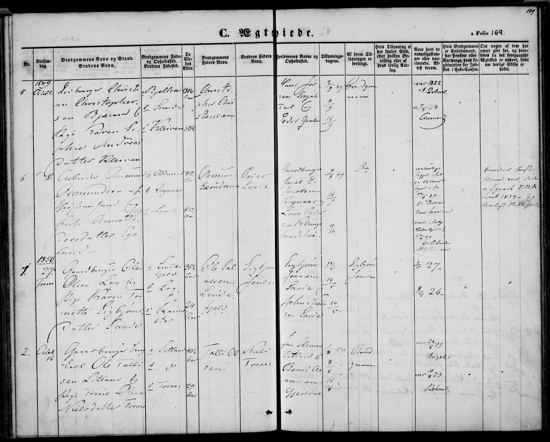 Herad sokneprestkontor, AV/SAK-1111-0018/F/Fa/Faa/L0004: Parish register (official) no. A 4, 1844-1853, p. 169