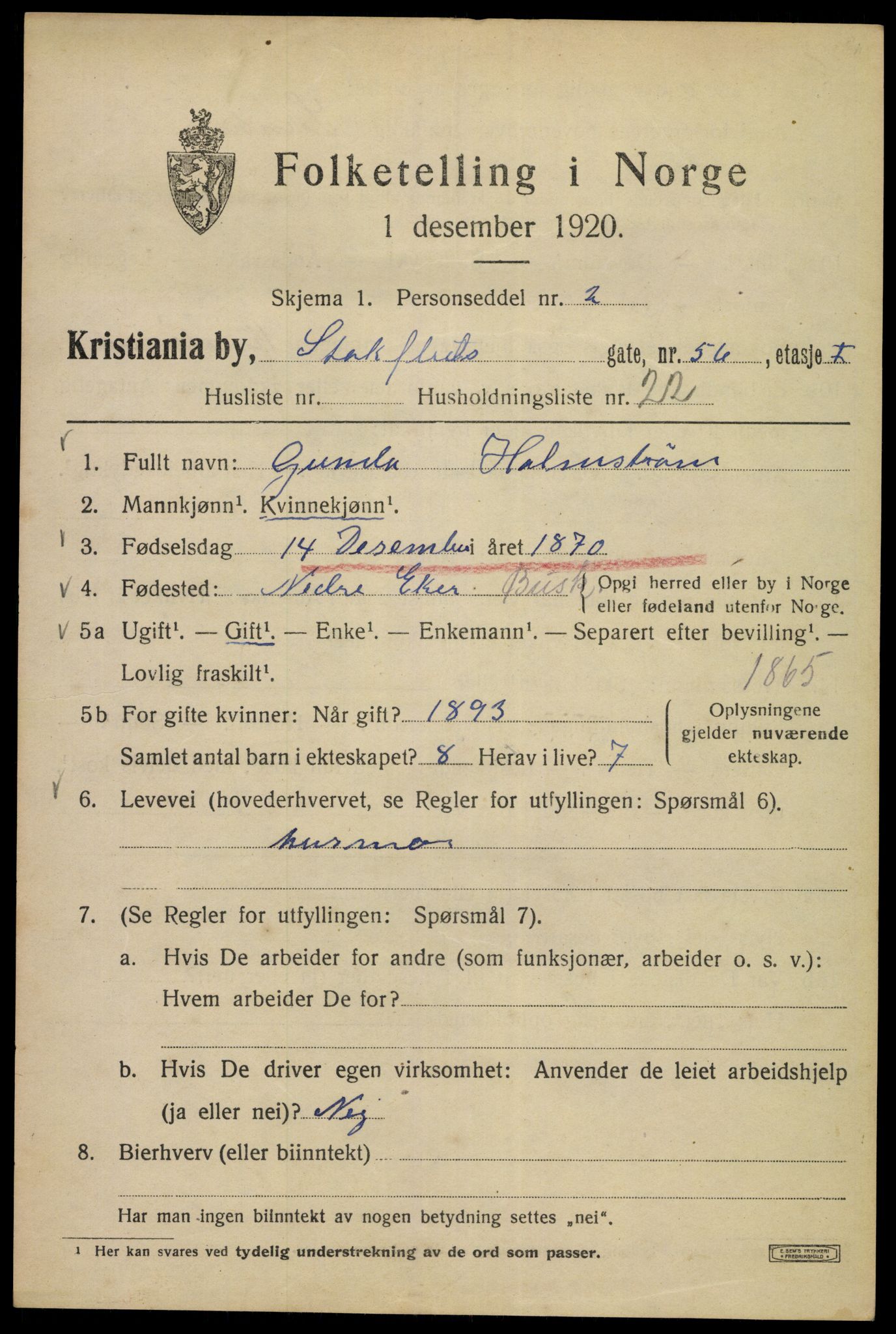 SAO, 1920 census for Kristiania, 1920, p. 545947