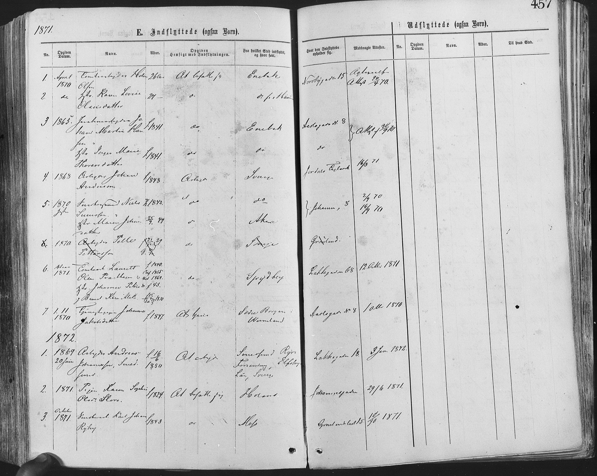 Grønland prestekontor Kirkebøker, AV/SAO-A-10848/F/Fa/L0004: Parish register (official) no. 4, 1869-1880, p. 457