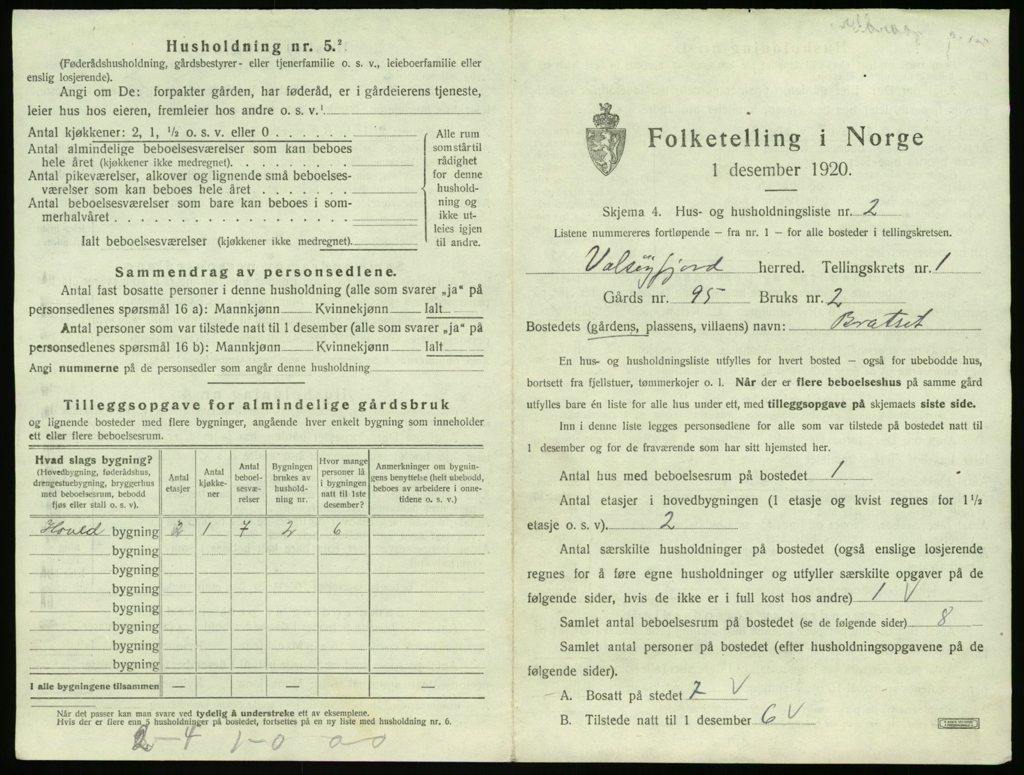 SAT, 1920 census for Valsøyfjord, 1920, p. 33