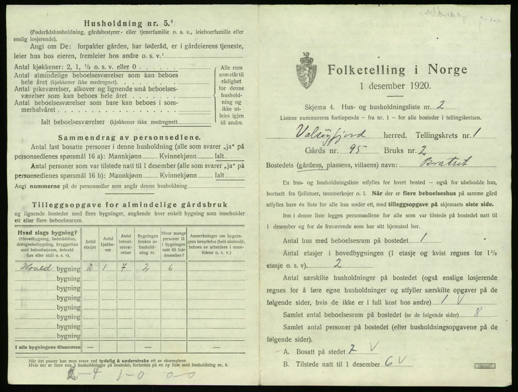 SAT, 1920 census for Valsøyfjord, 1920, p. 33