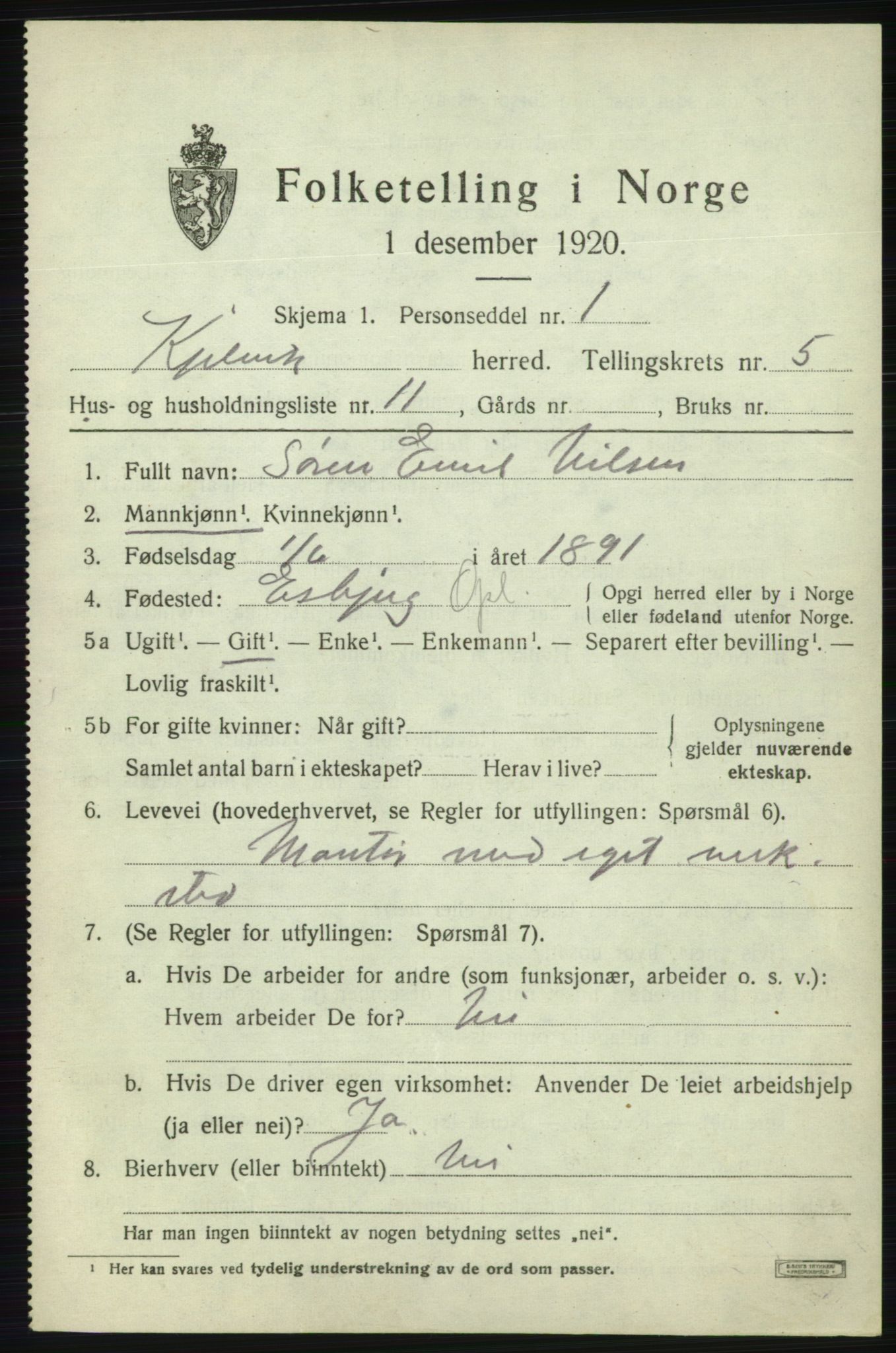 SATØ, 1920 census for Kjelvik, 1920, p. 2373