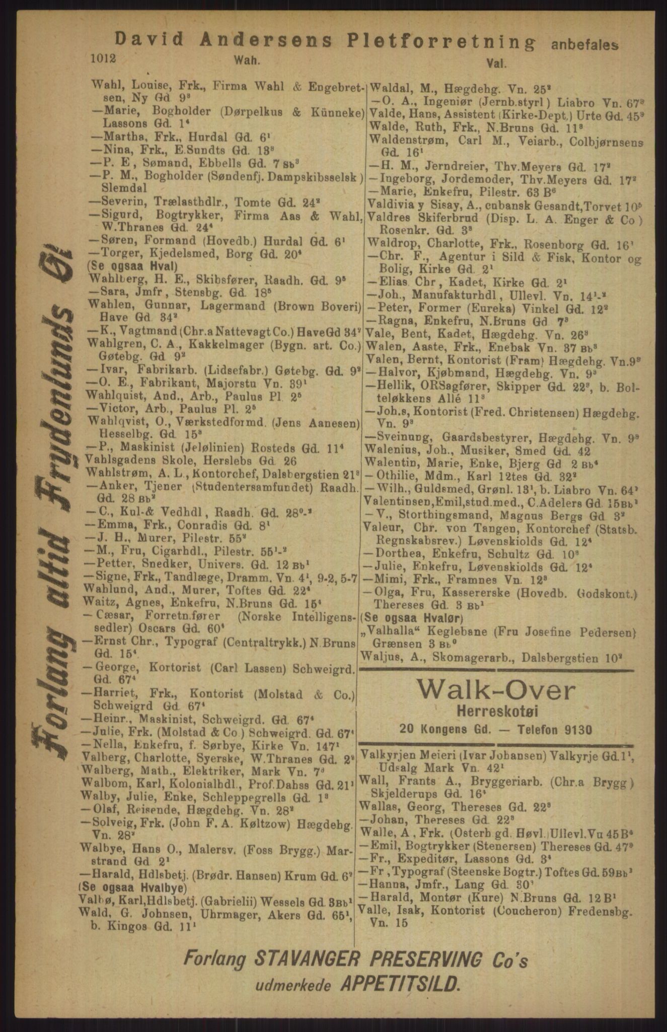 Kristiania/Oslo adressebok, PUBL/-, 1911, p. 1012