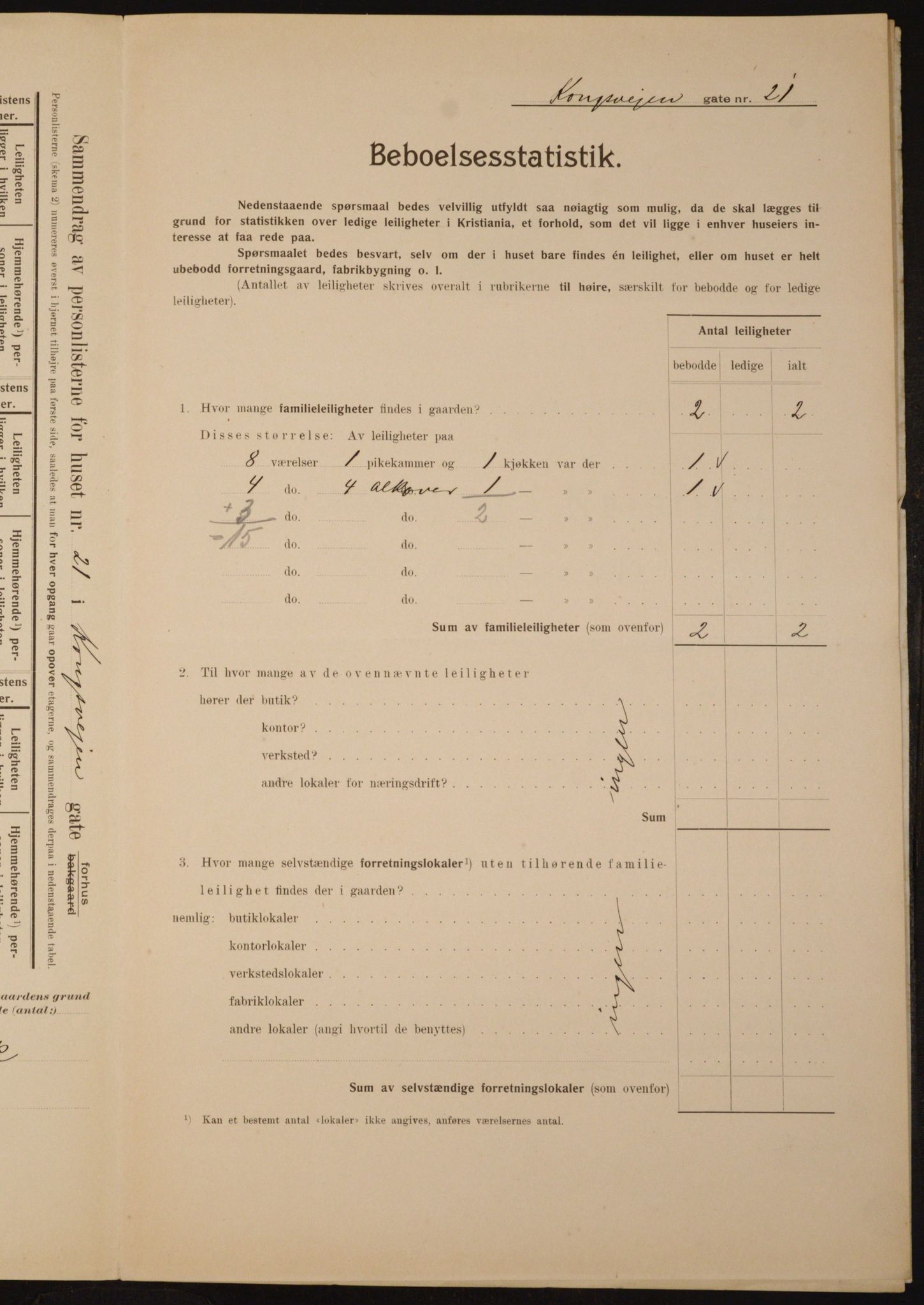 OBA, Municipal Census 1910 for Kristiania, 1910, p. 51516