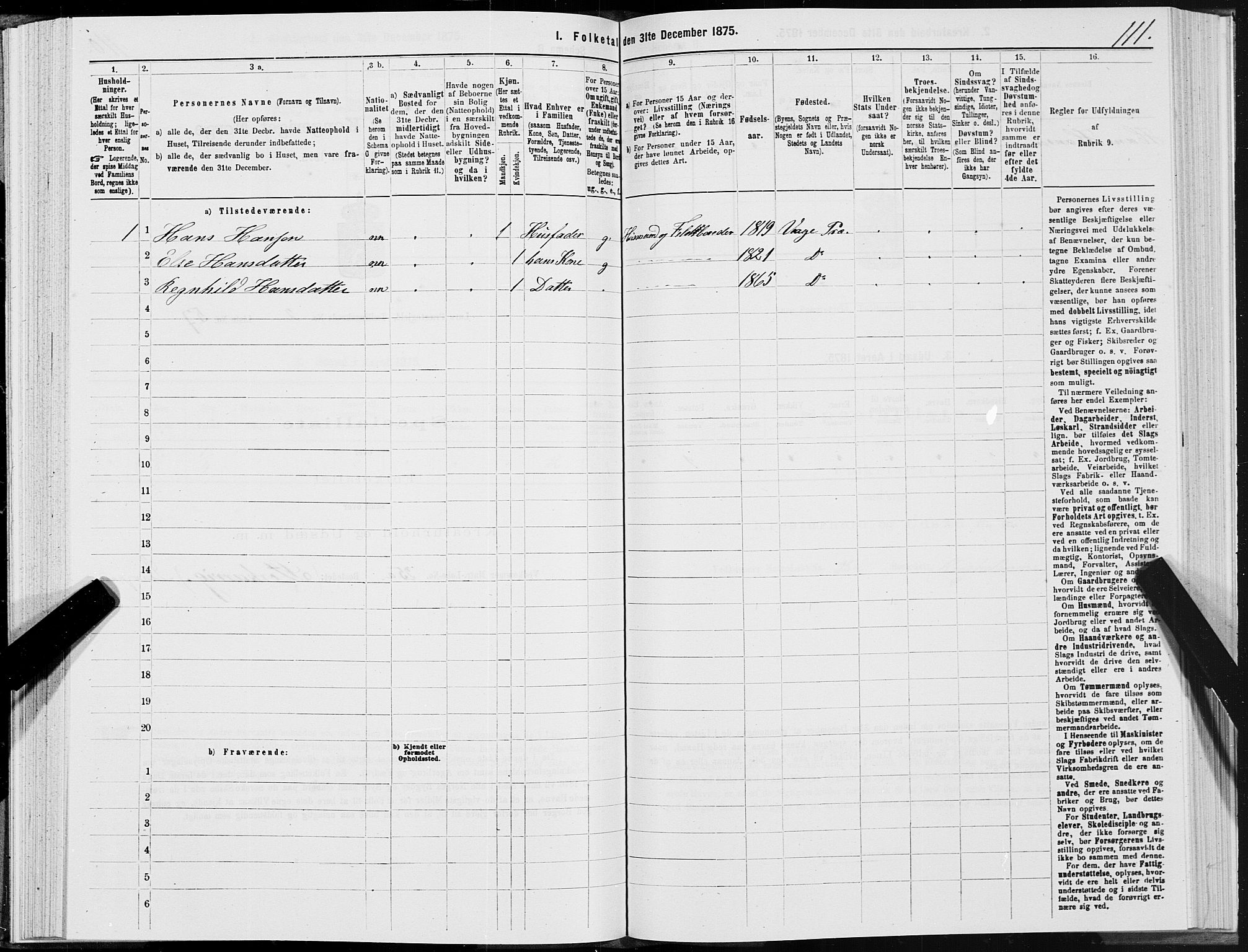 SAT, 1875 census for 1834P Lurøy, 1875, p. 2111