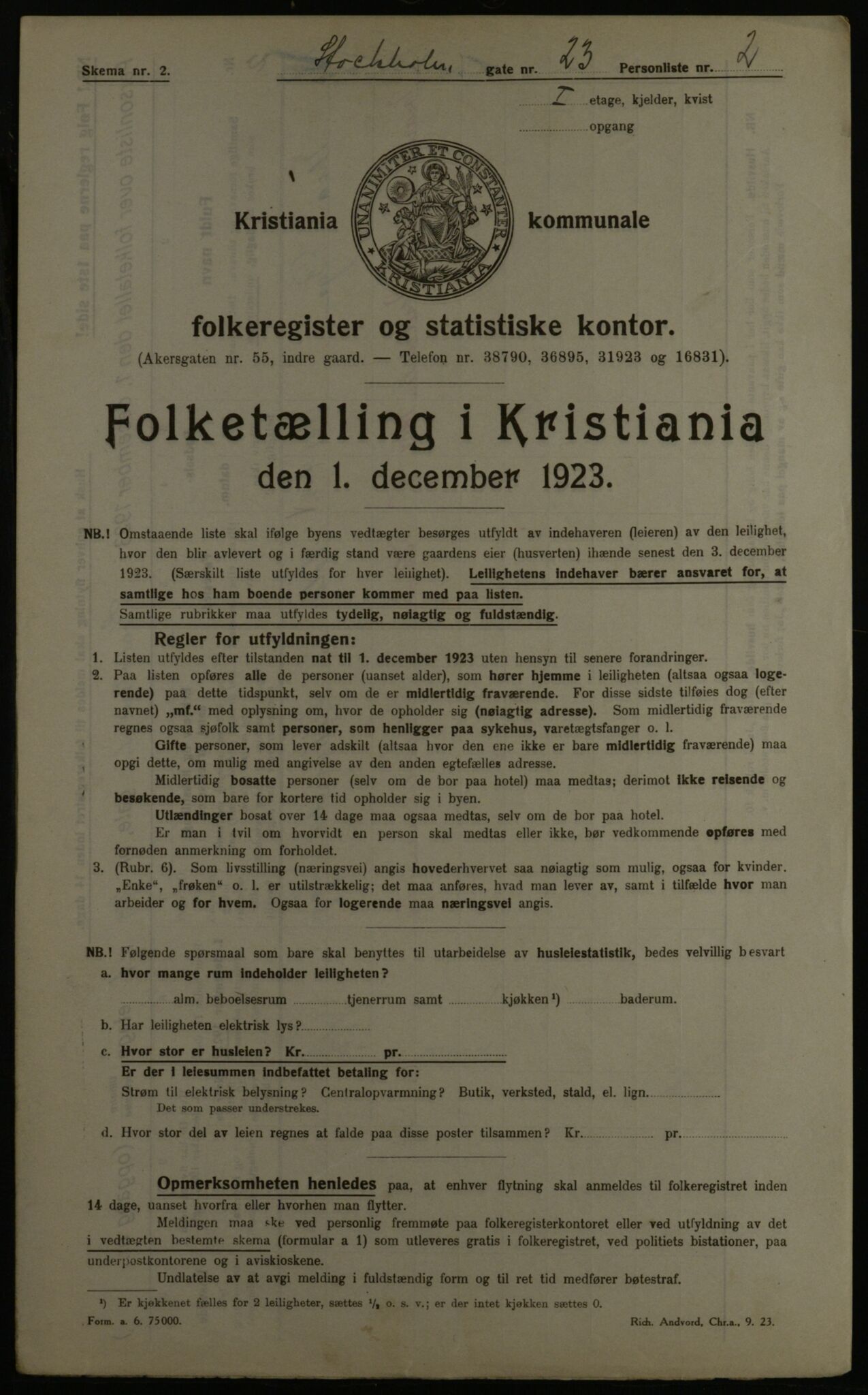 OBA, Municipal Census 1923 for Kristiania, 1923, p. 113809