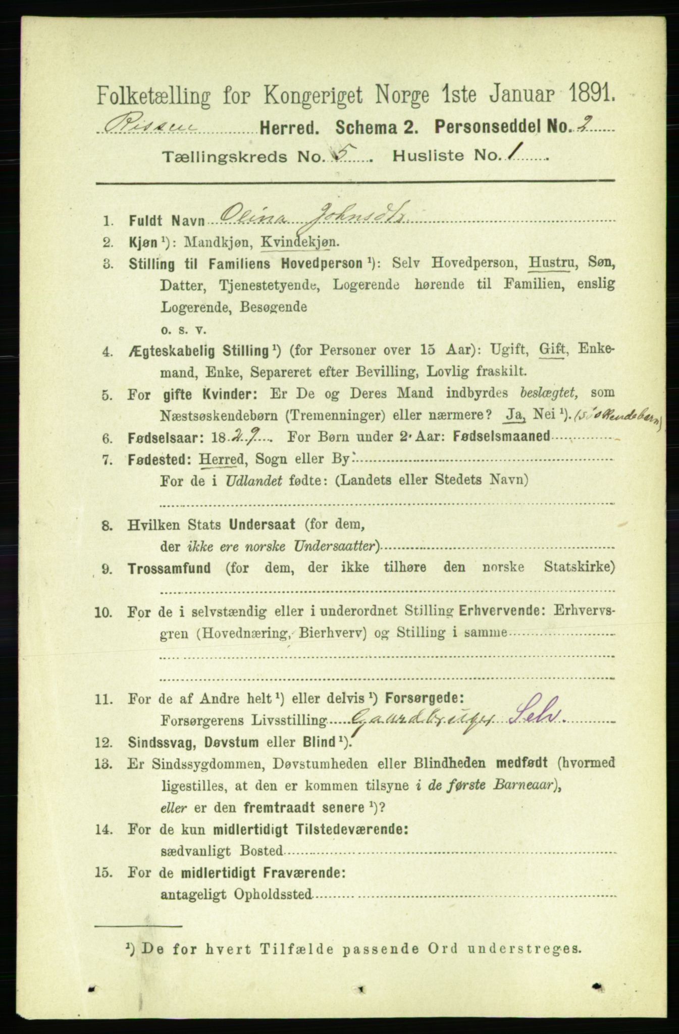 RA, 1891 census for 1624 Rissa, 1891, p. 2665