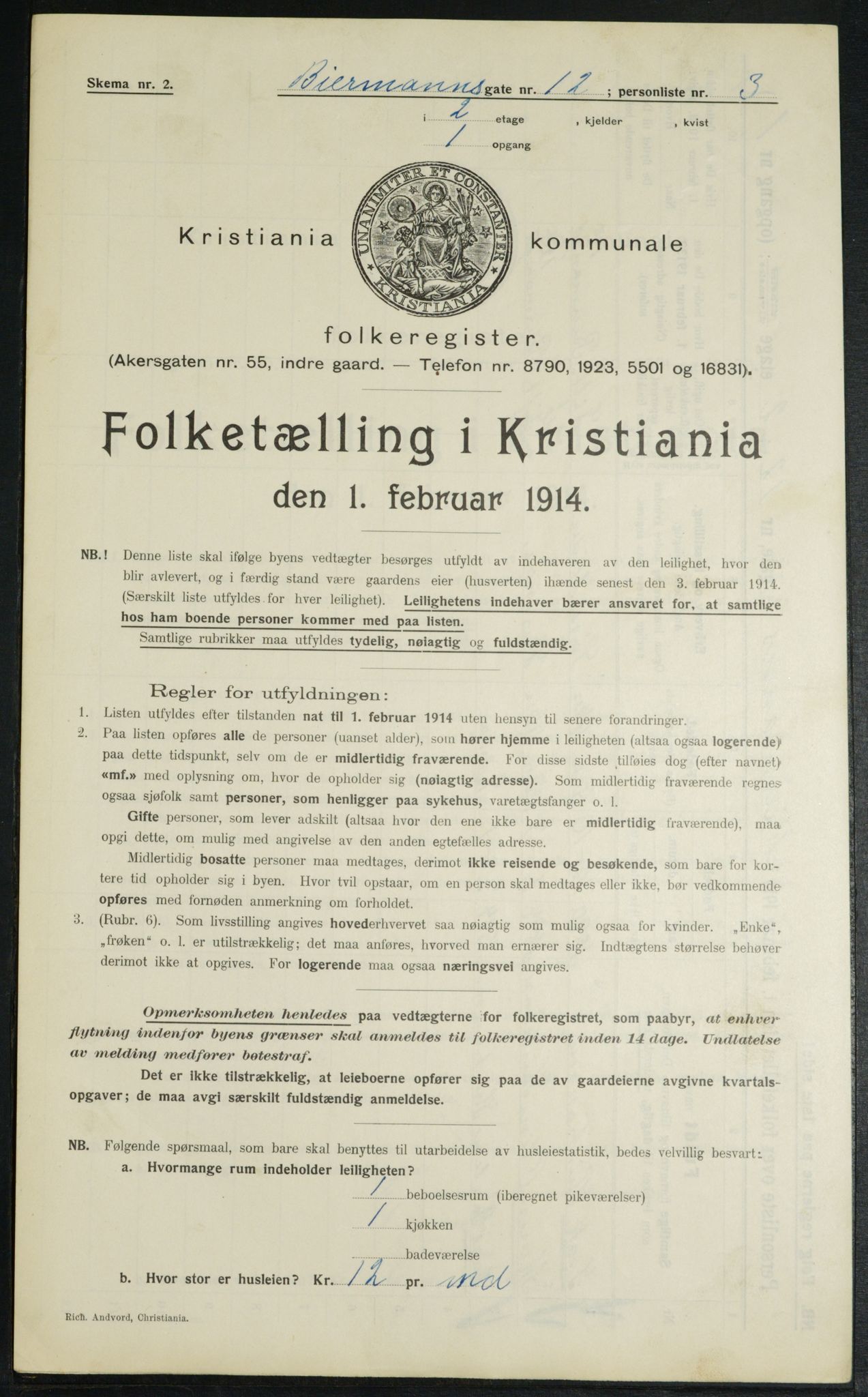 OBA, Municipal Census 1914 for Kristiania, 1914, p. 4906