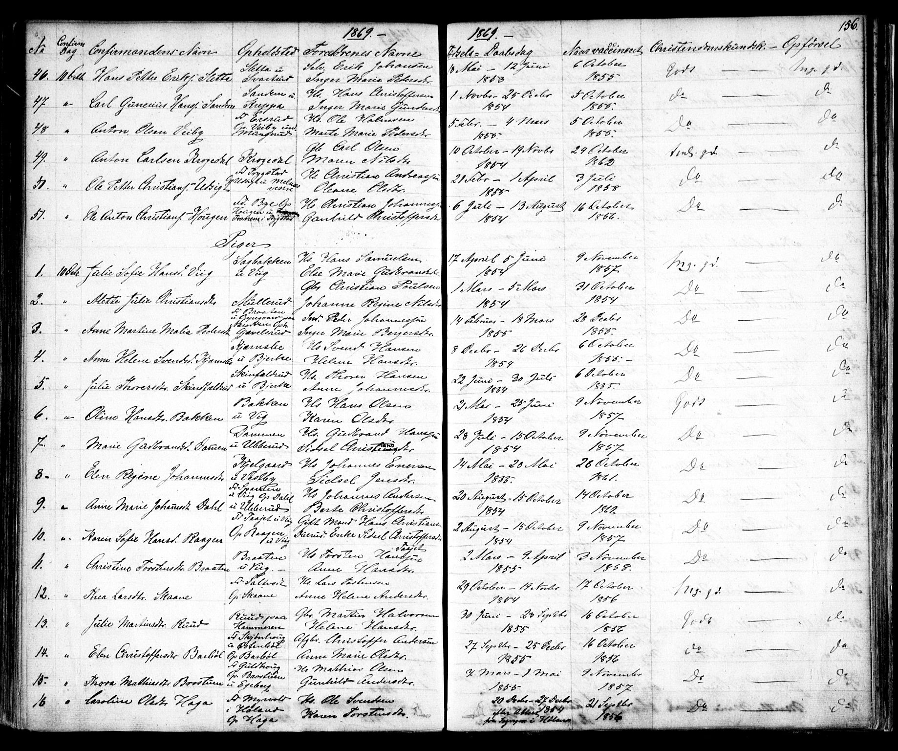 Enebakk prestekontor Kirkebøker, AV/SAO-A-10171c/F/Fa/L0010: Parish register (official) no. I 10, 1829-1876, p. 156