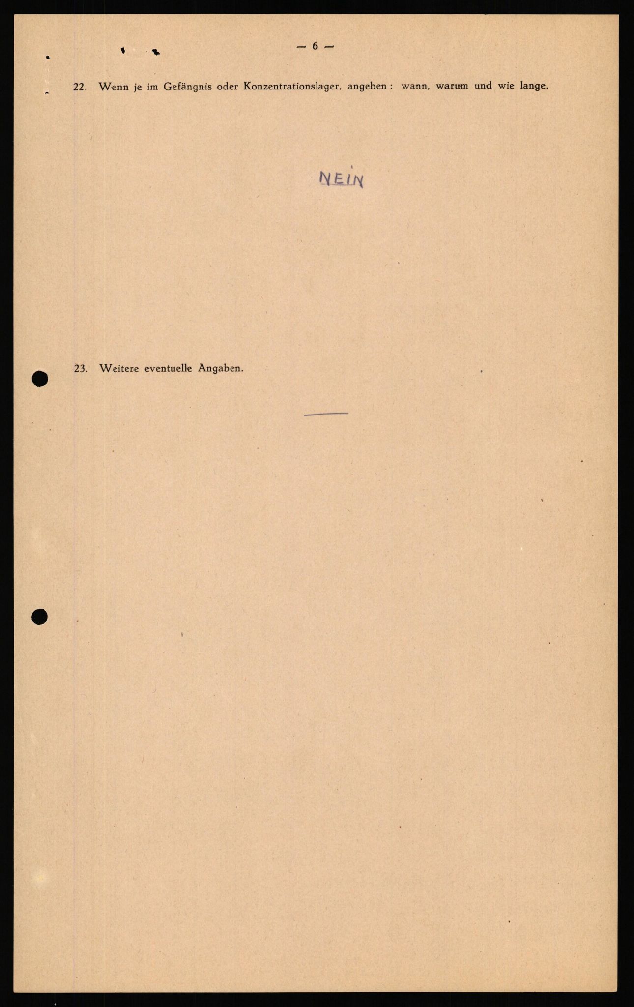 Forsvaret, Forsvarets overkommando II, RA/RAFA-3915/D/Db/L0031: CI Questionaires. Tyske okkupasjonsstyrker i Norge. Tyskere., 1945-1946, p. 7