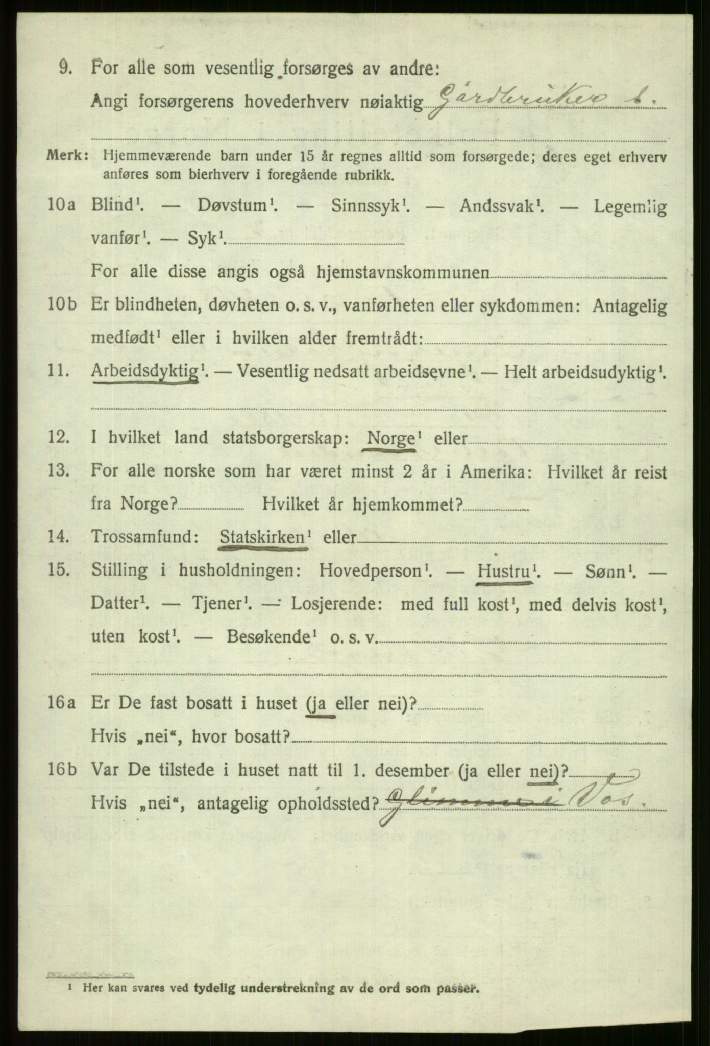 SAB, 1920 census for Voss, 1920, p. 20324