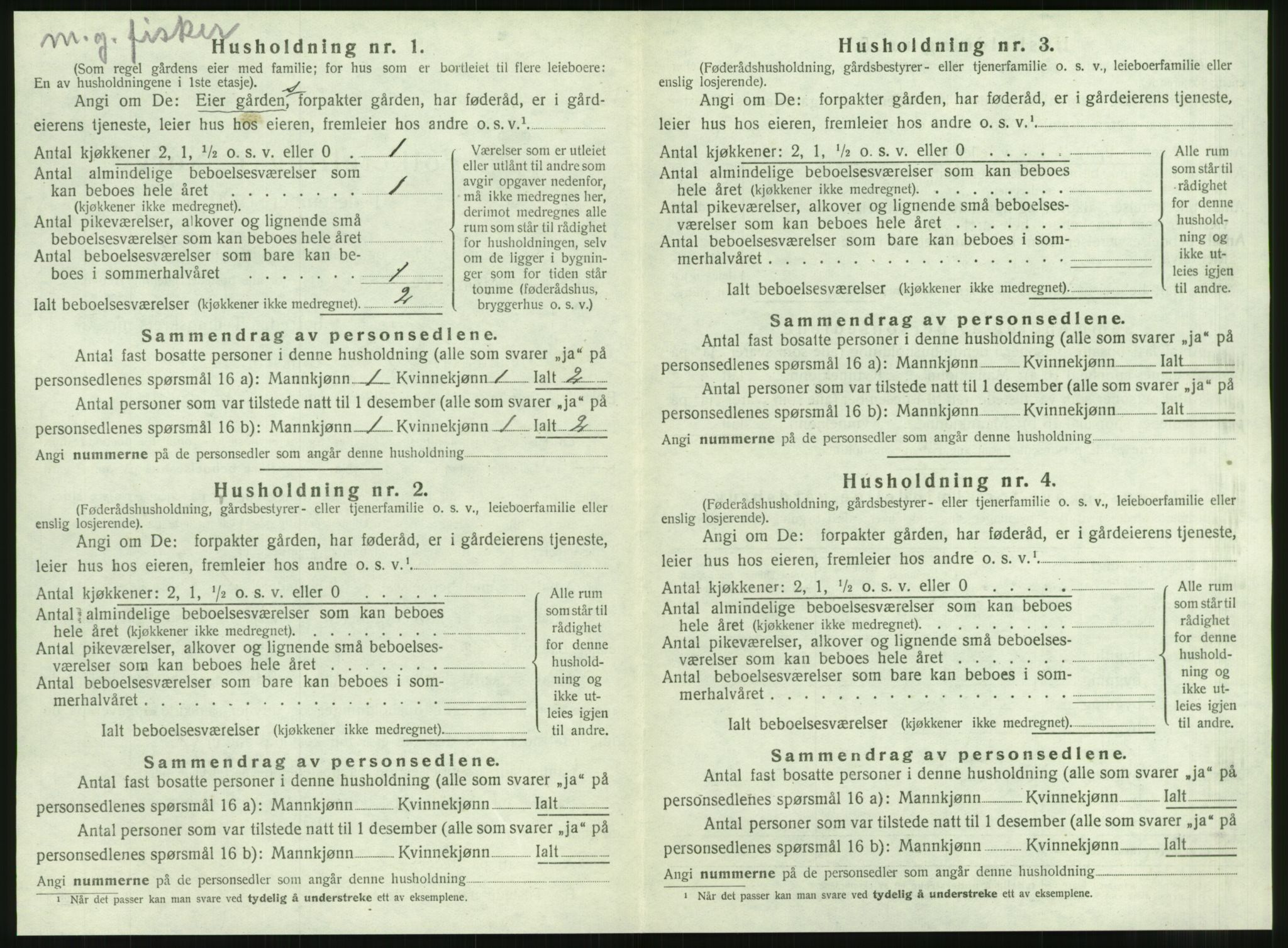 SAT, 1920 census for Hopen, 1920, p. 283