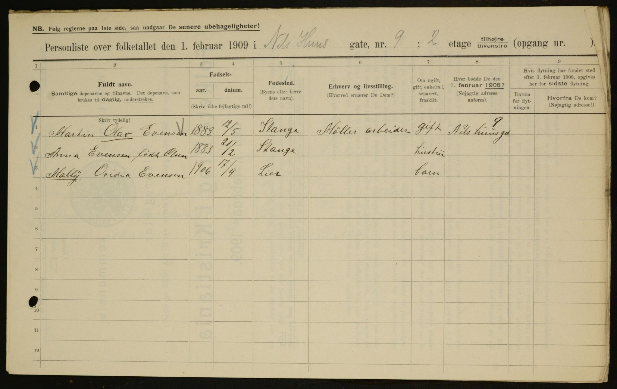 OBA, Municipal Census 1909 for Kristiania, 1909, p. 64226