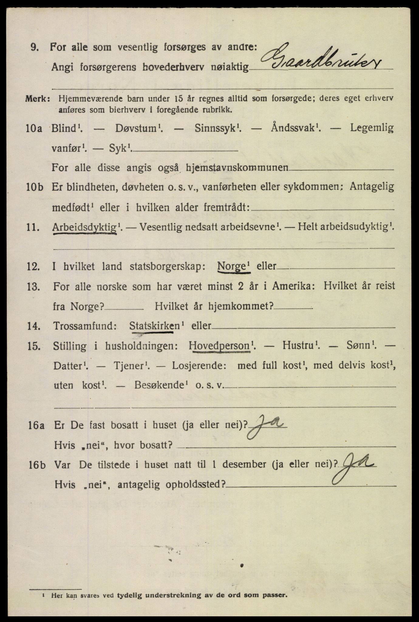 SAK, 1920 census for Hægebostad, 1920, p. 2088