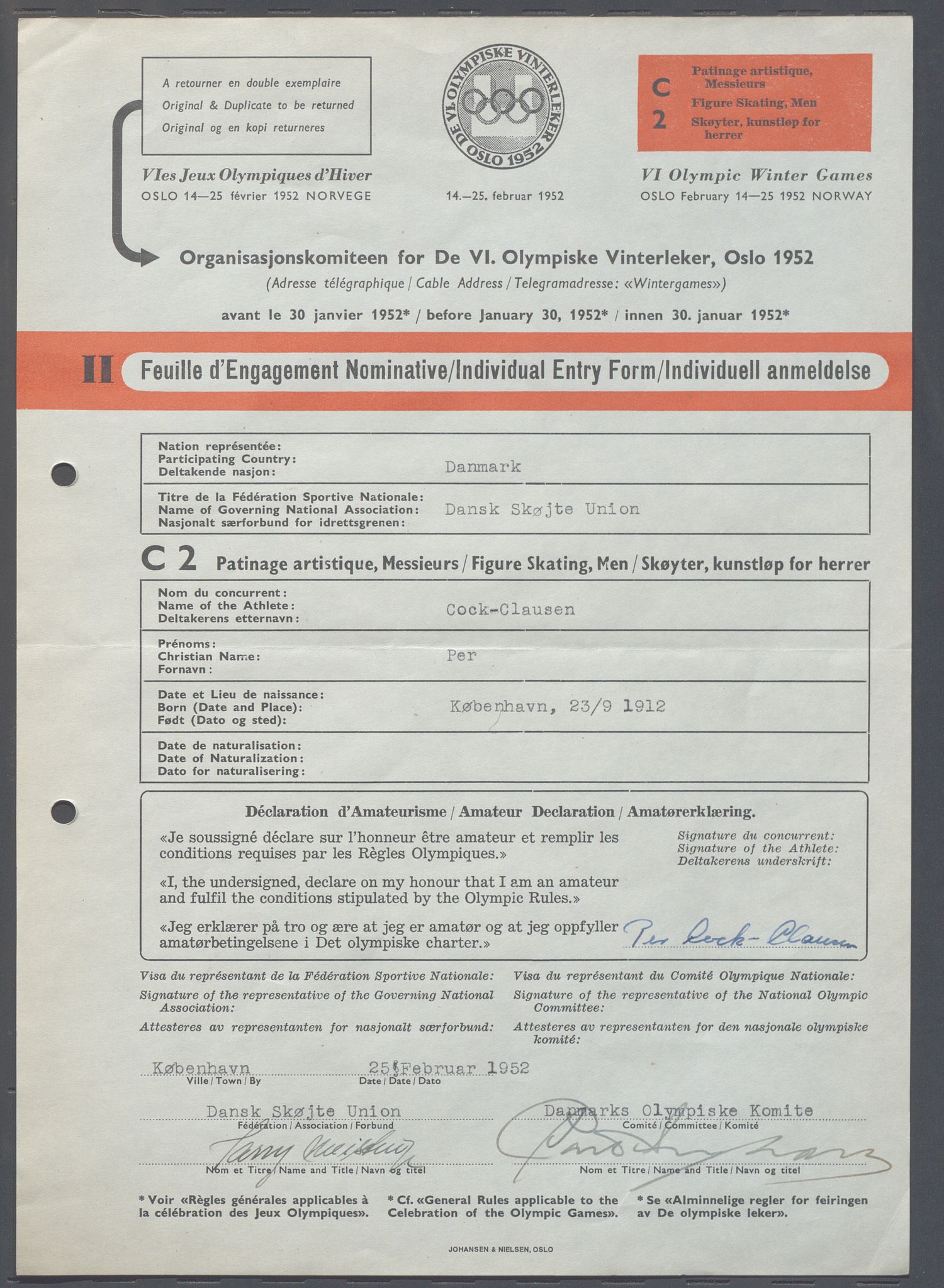 Organisasjonskomiteen for de VI. olympiske vinterleker, OBA/A-20130/H/Ha, 1951-1952, p. 1317