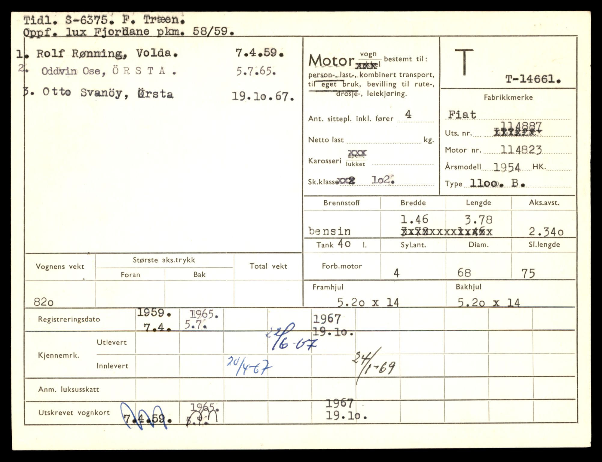 Møre og Romsdal vegkontor - Ålesund trafikkstasjon, SAT/A-4099/F/Fe/L0047: Registreringskort for kjøretøy T 14580 - T 14720, 1927-1998, p. 1889