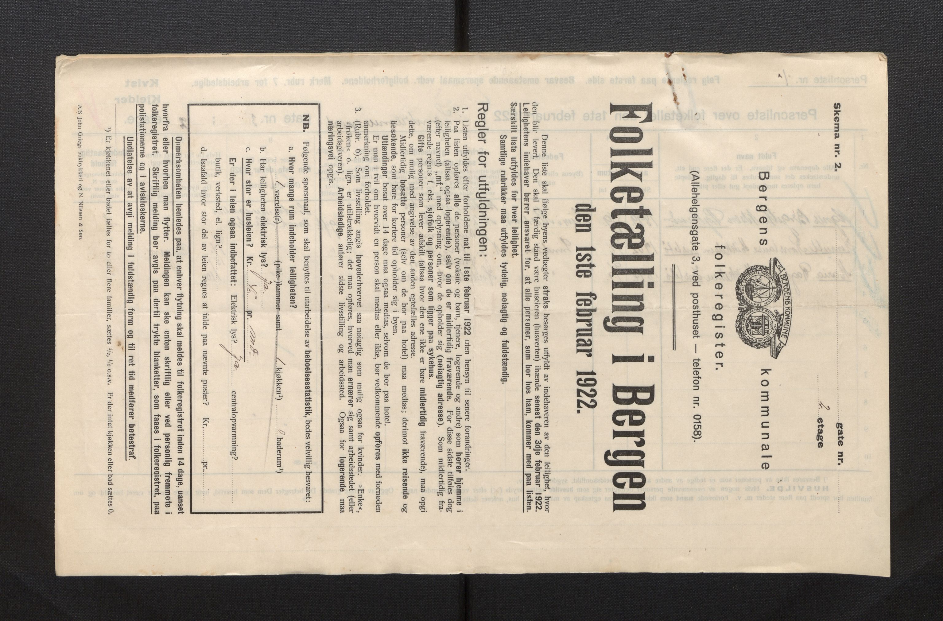 SAB, Municipal Census 1922 for Bergen, 1922, p. 25678