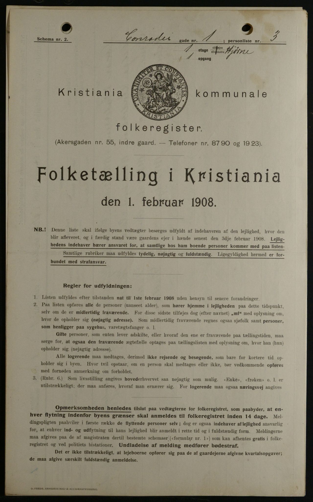 OBA, Municipal Census 1908 for Kristiania, 1908, p. 12415