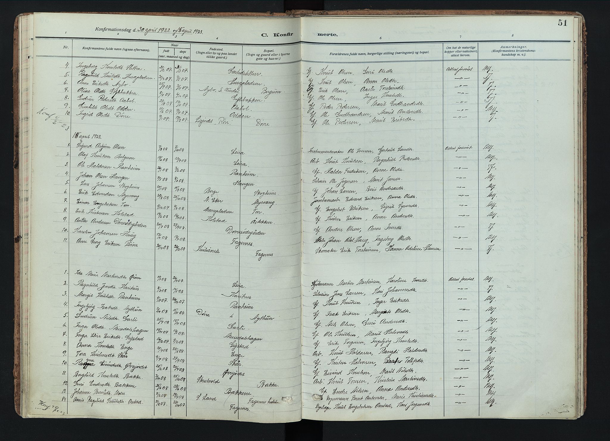 Nord-Aurdal prestekontor, SAH/PREST-132/H/Ha/Haa/L0018: Parish register (official) no. 18, 1915-1935, p. 51