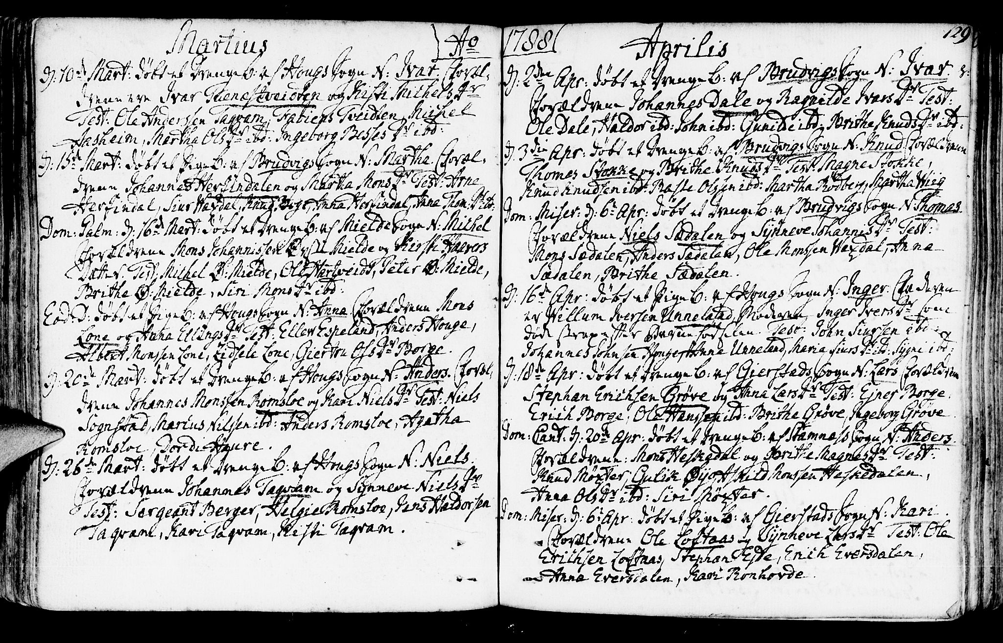 Haus sokneprestembete, AV/SAB-A-75601/H/Haa: Parish register (official) no. A 10, 1782-1796, p. 129