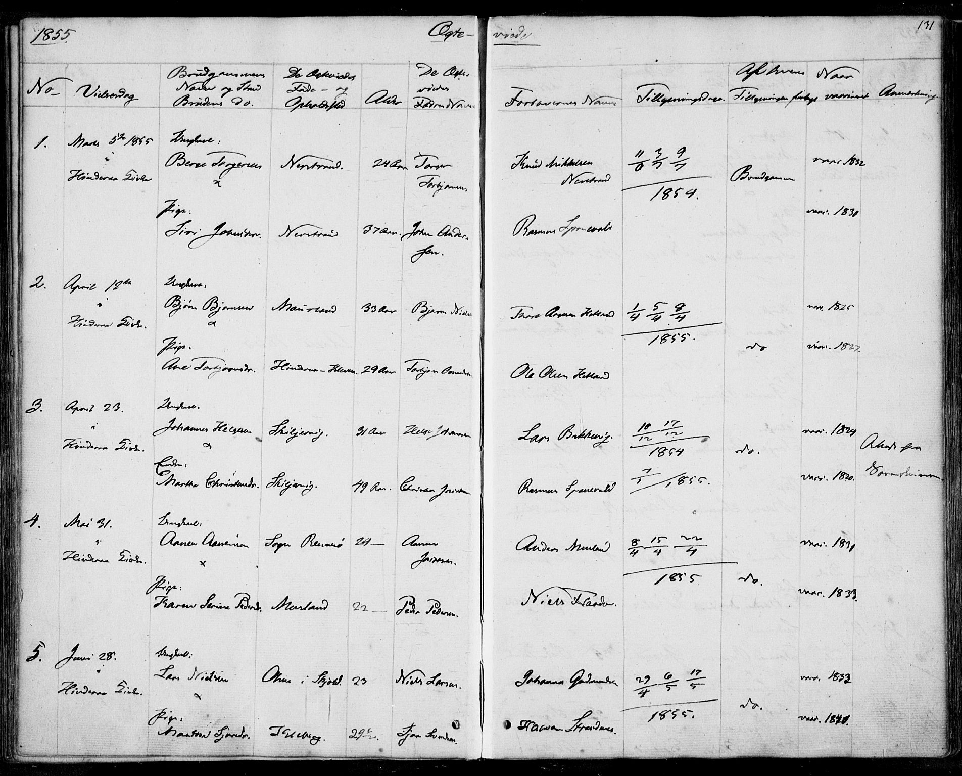 Nedstrand sokneprestkontor, AV/SAST-A-101841/01/IV: Parish register (official) no. A 8, 1839-1860, p. 131