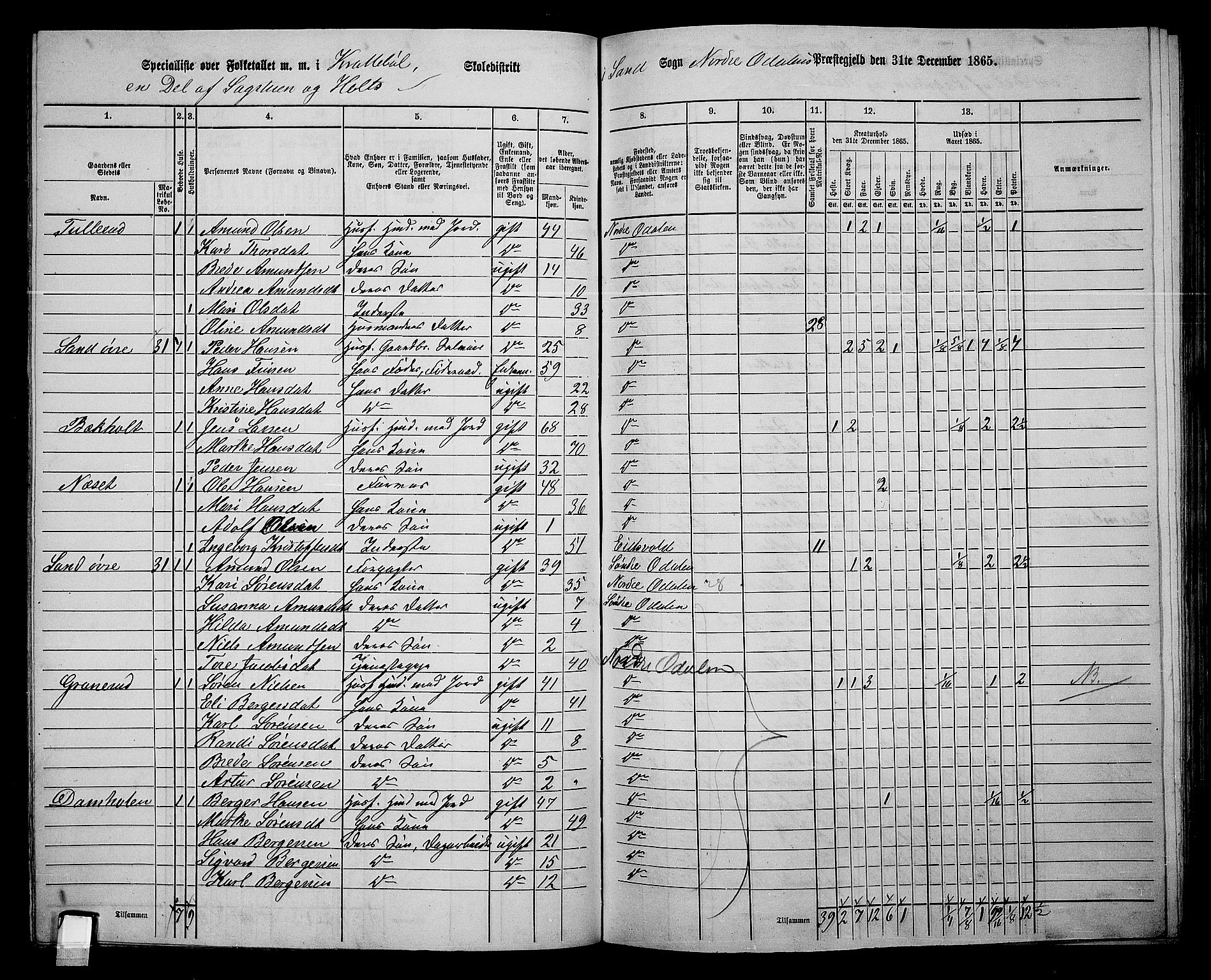 RA, 1865 census for Nord-Odal, 1865, p. 86