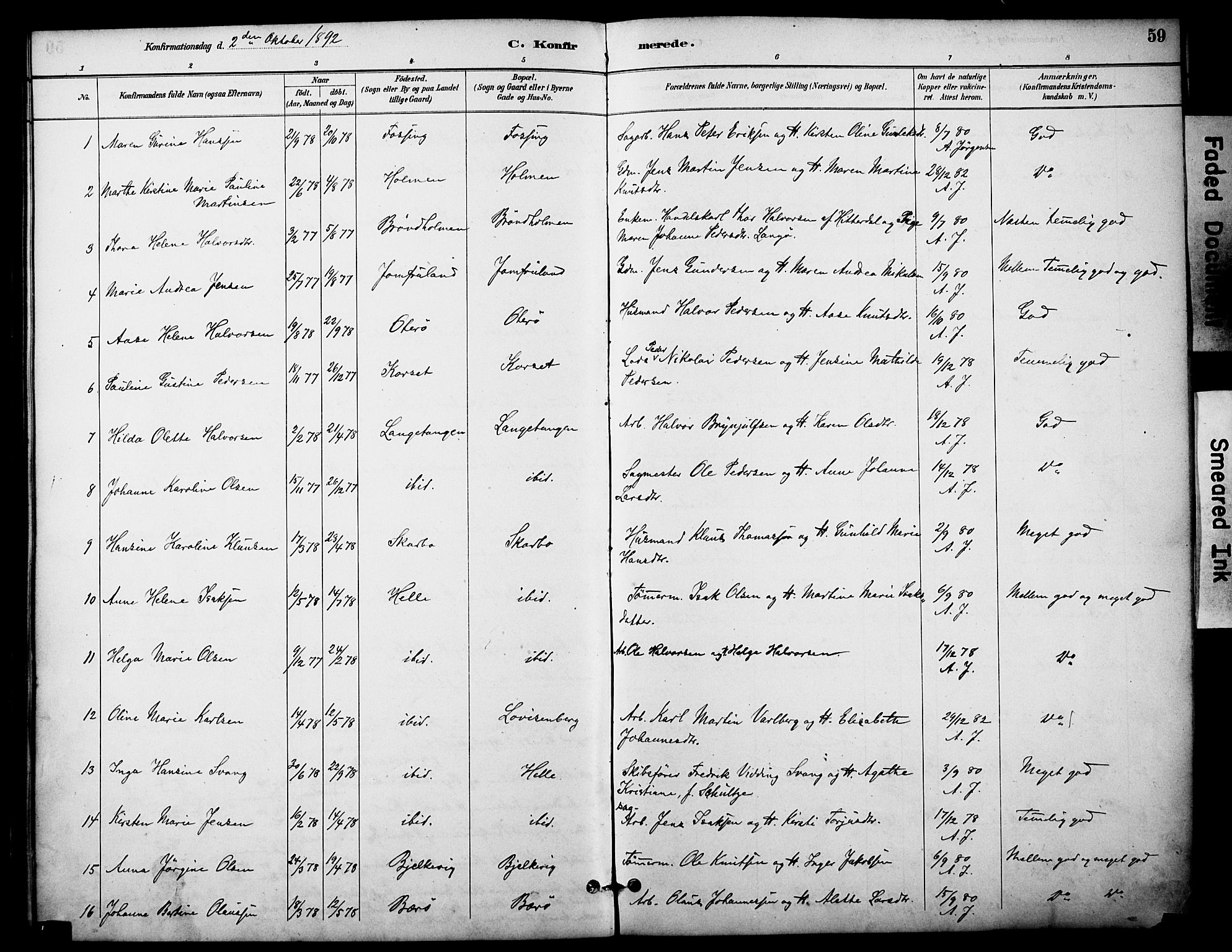 Skåtøy kirkebøker, AV/SAKO-A-304/F/Fa/L0003: Parish register (official) no. I 3, 1884-1899, p. 59