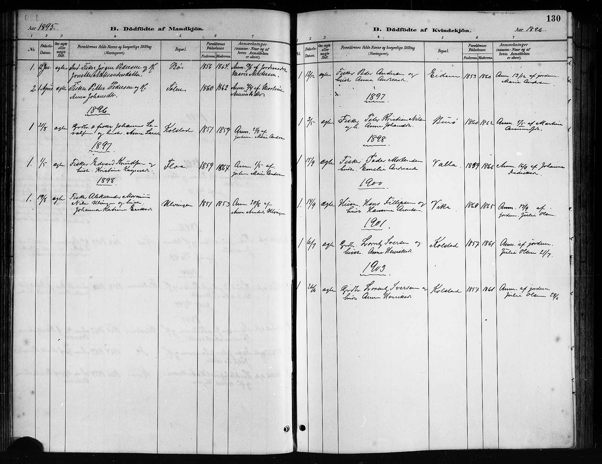 Ministerialprotokoller, klokkerbøker og fødselsregistre - Nordland, AV/SAT-A-1459/816/L0253: Parish register (copy) no. 816C03, 1886-1905, p. 130