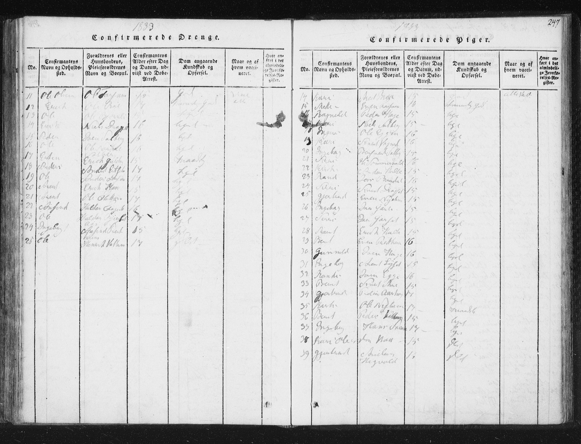 Ministerialprotokoller, klokkerbøker og fødselsregistre - Sør-Trøndelag, SAT/A-1456/689/L1037: Parish register (official) no. 689A02, 1816-1842, p. 247